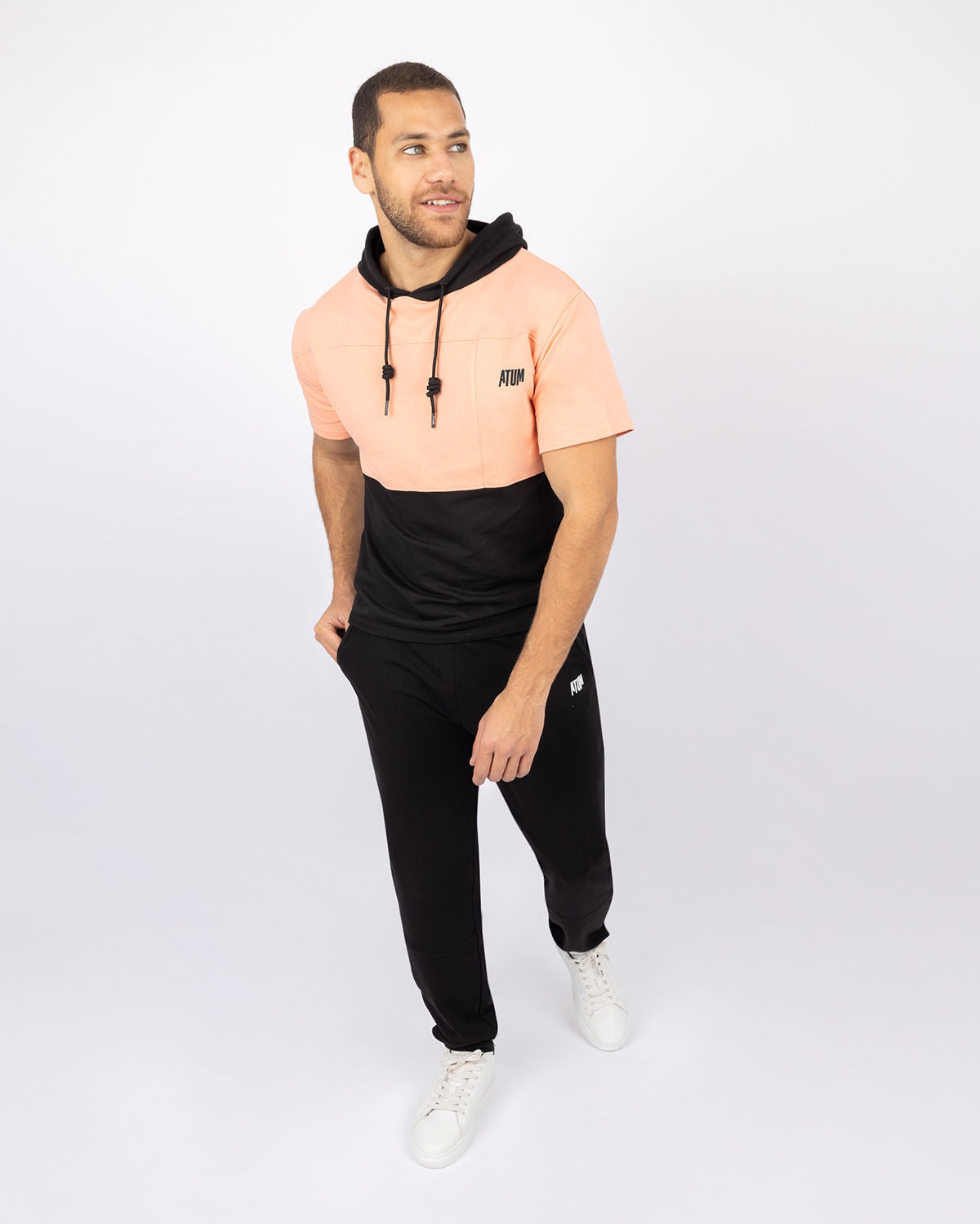 Half Sleeve Coral Hoodie-Atum -43611215
