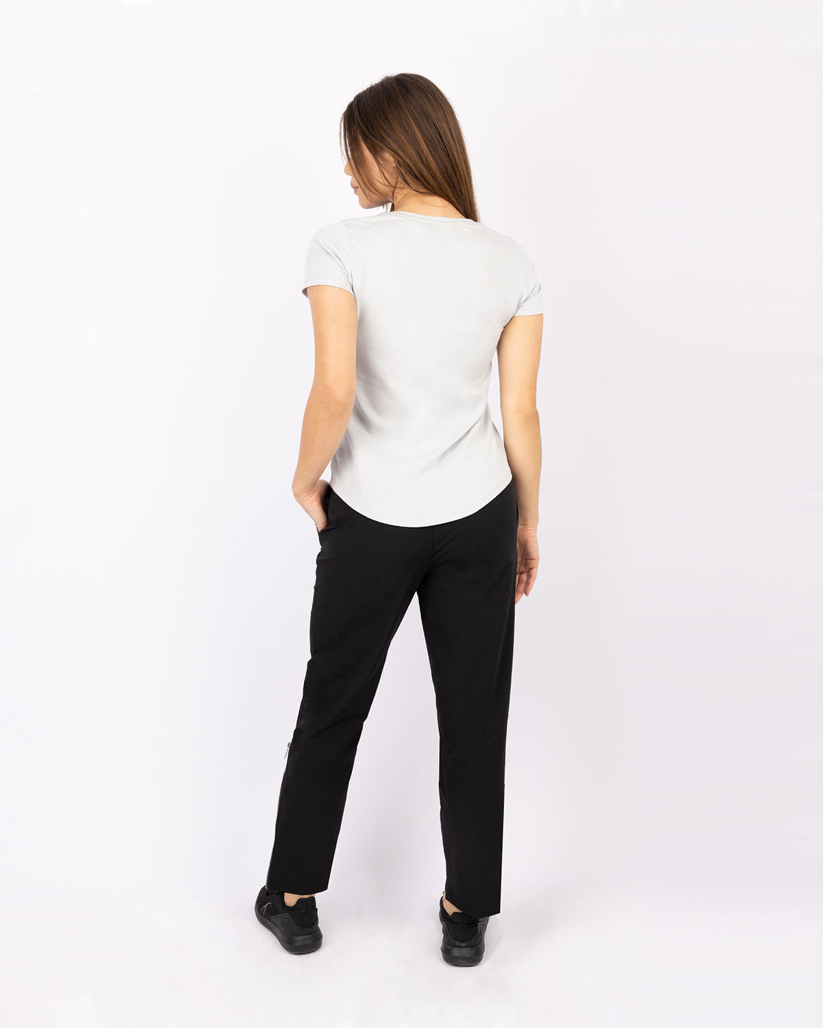Slit Zipper Black Women's Pants-Atum -37951183