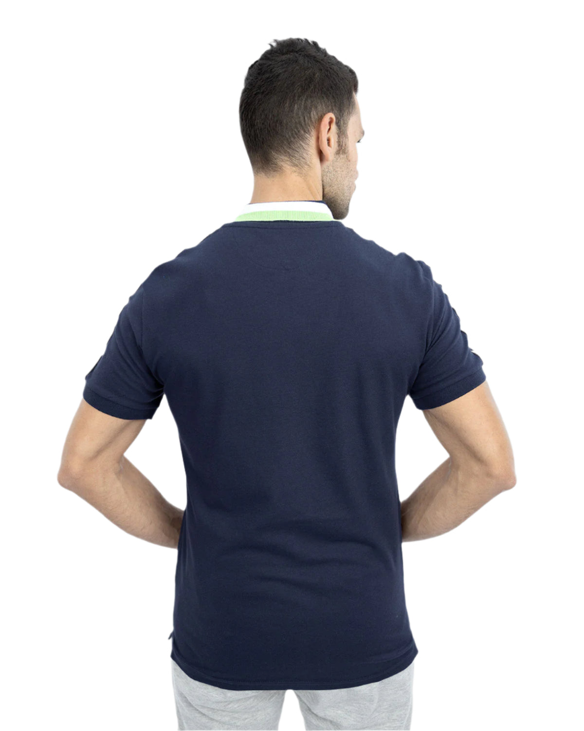 Stripped Neck Navy Polo Shirt