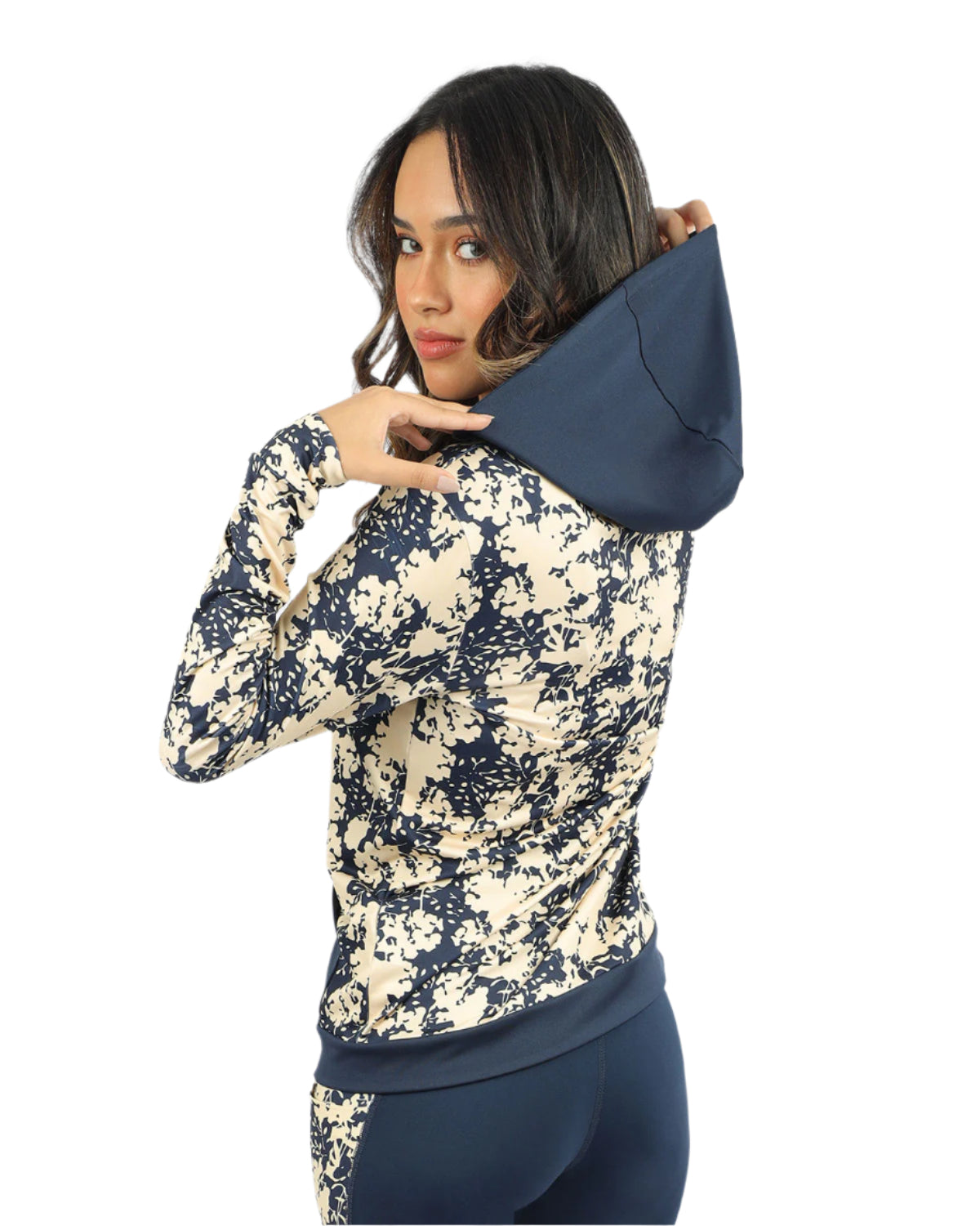 Long Sleeves Women's Navy Hoodie-Atum -77120957
