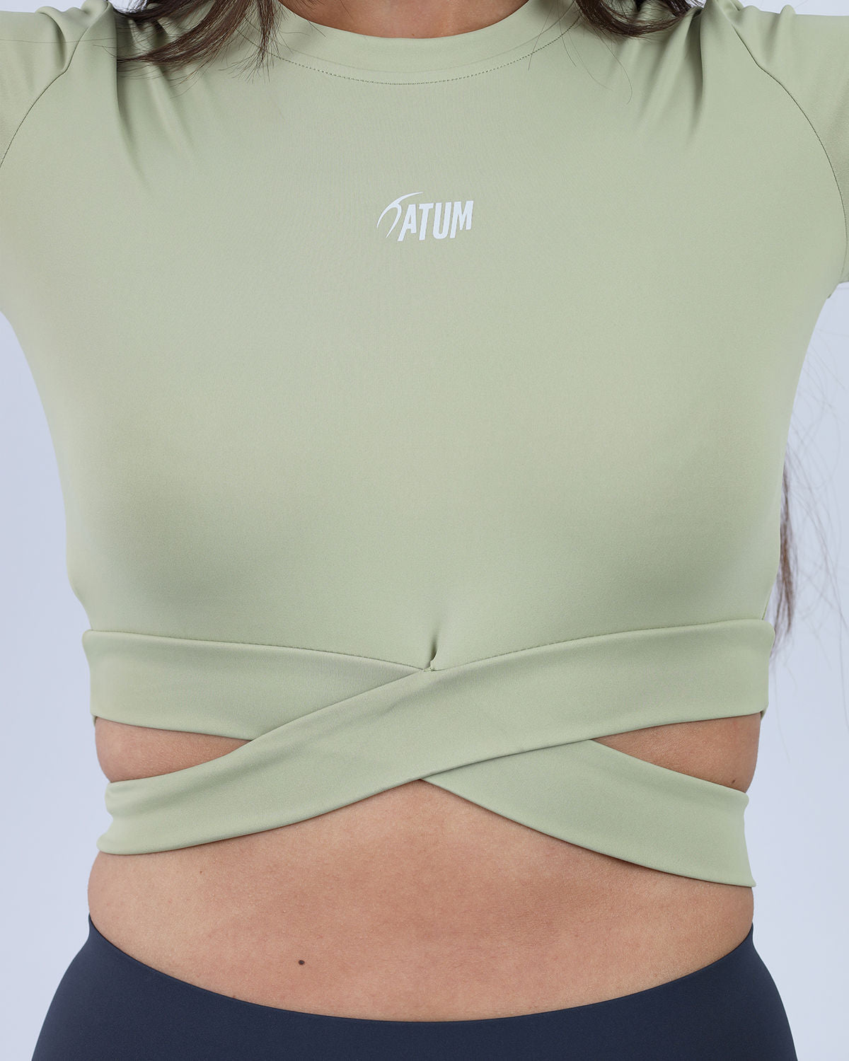 Twisted Short Sleeves Green Crop Top-Atum -24212477