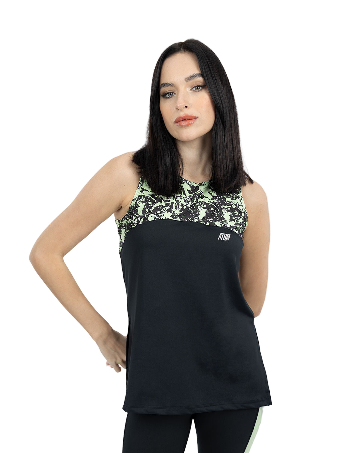 Printed Black Tank Top