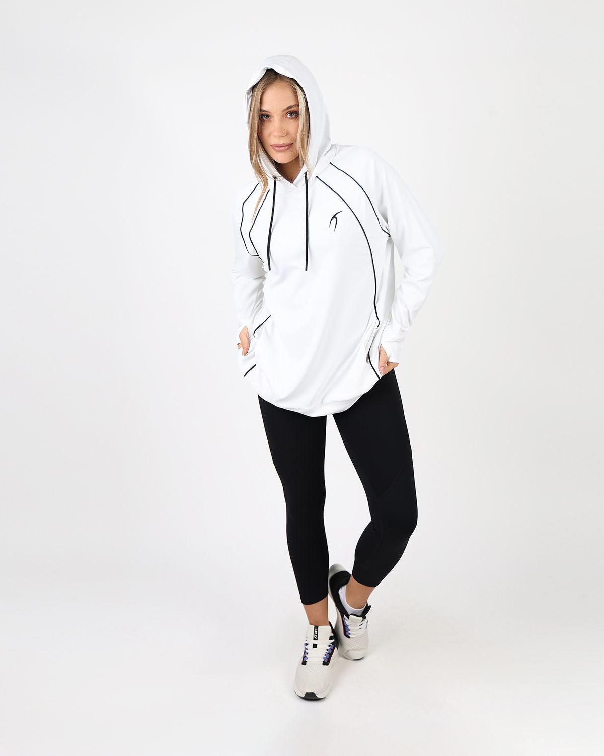 Long-Sleeve Training White Hoodie-Atum -382220