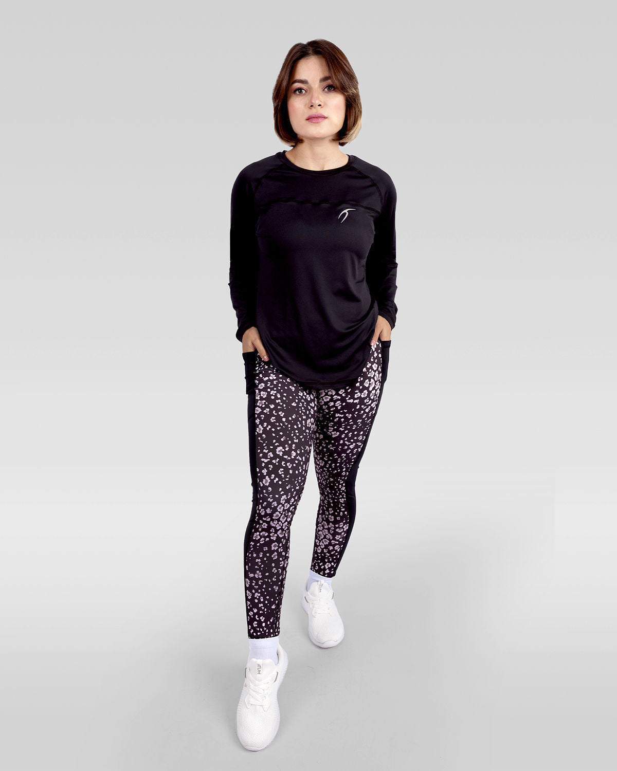 Women's Floral Rose Leggings-Atum -95377877
