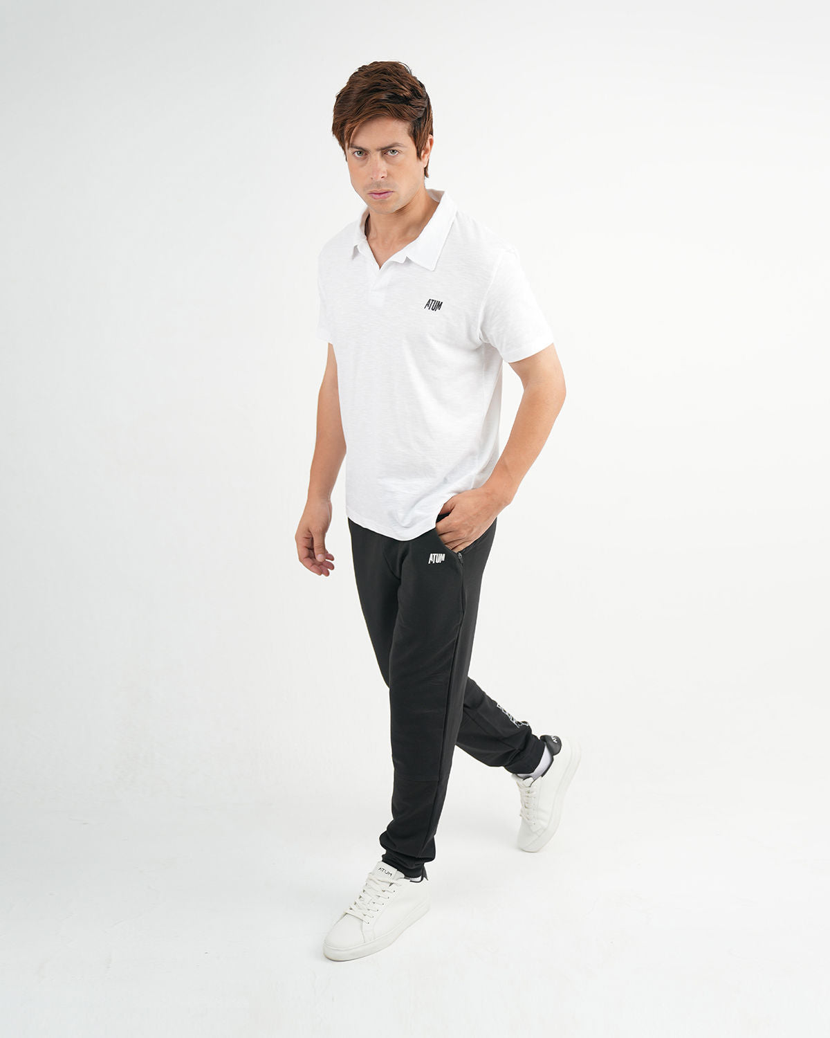 Comfort Slub White Polo Shirt-Atum -88248031