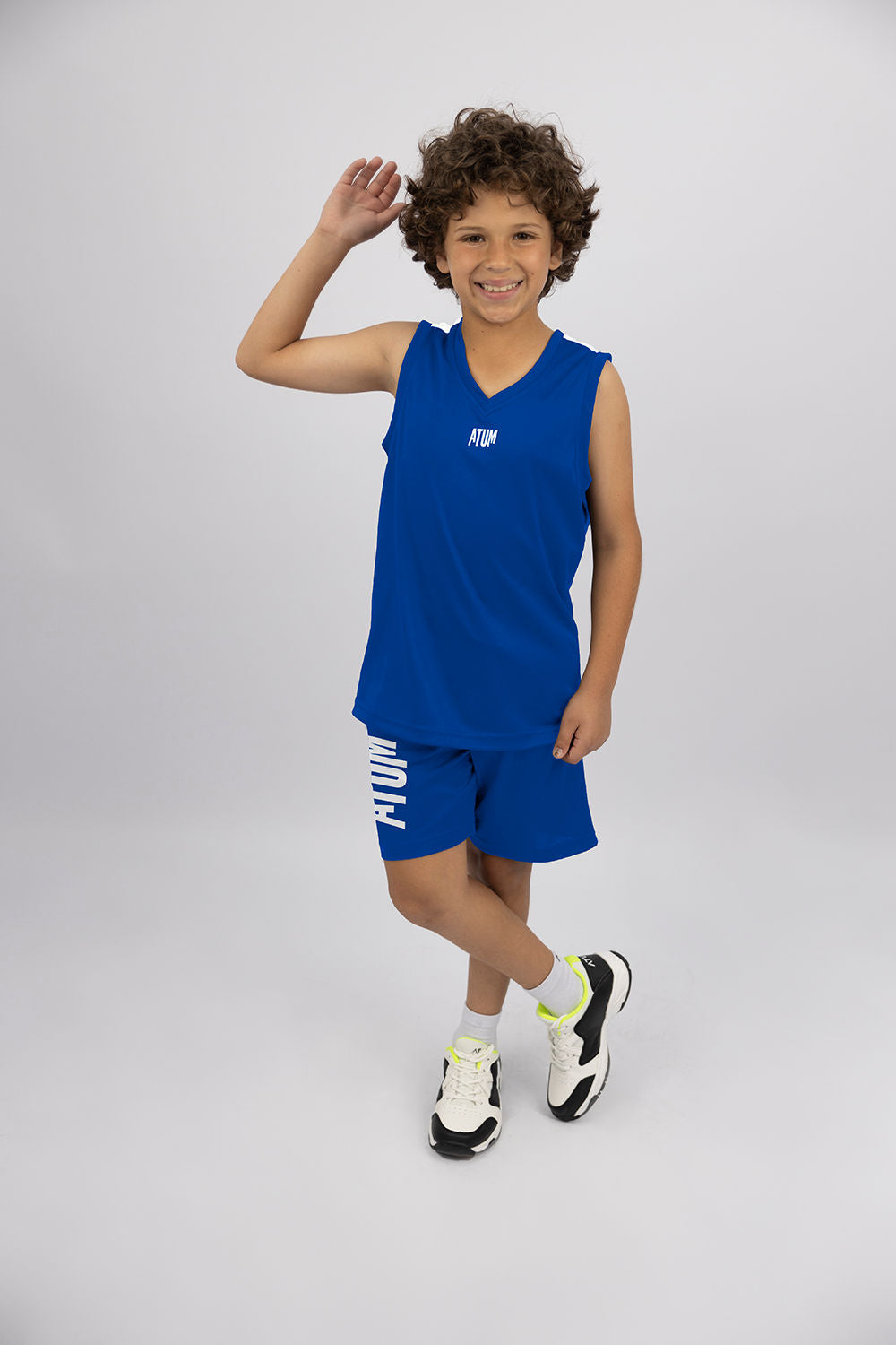 Basic Vneck Blue Tank Top-Atum -43241405