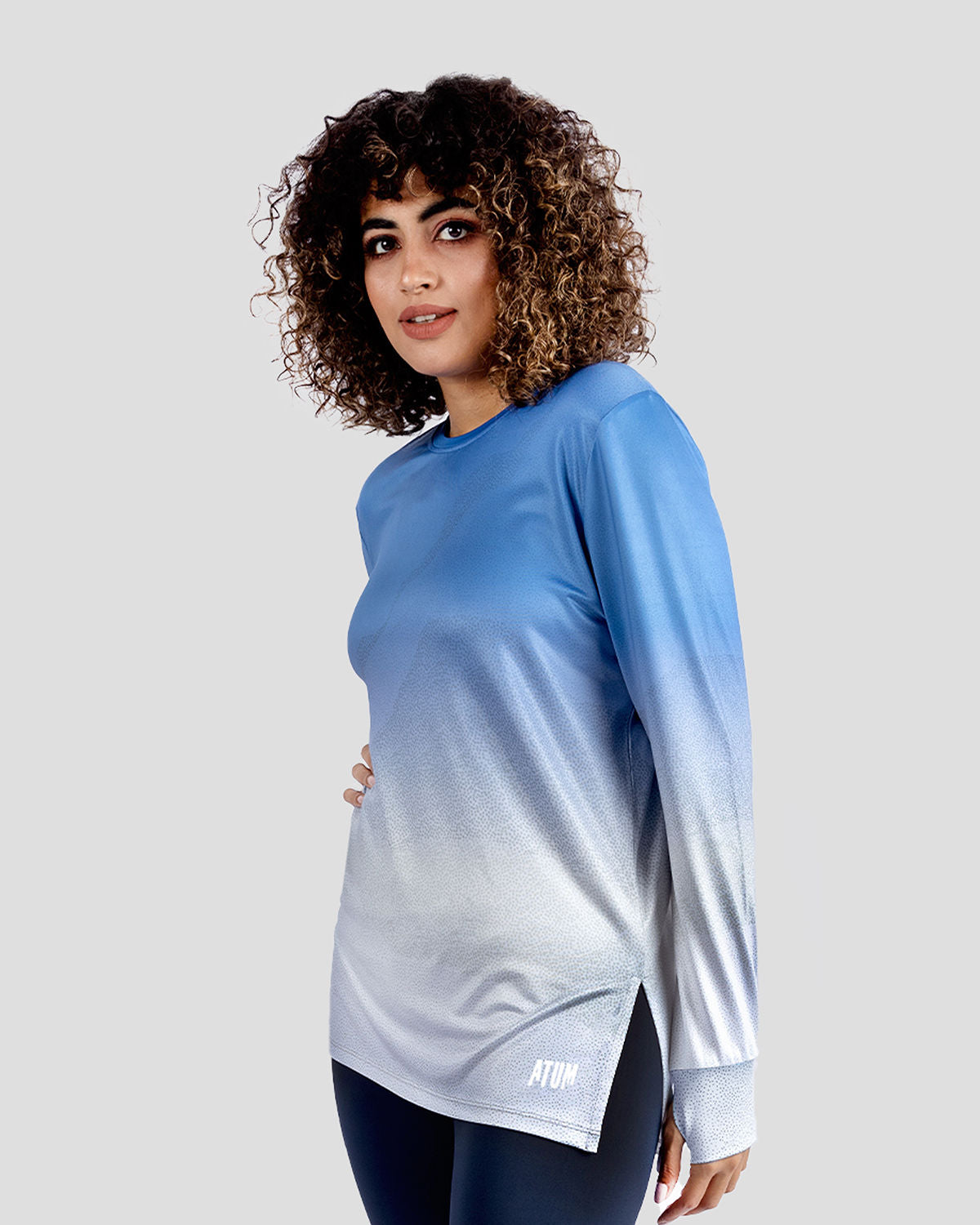 Women's Gradient Blue Top-Atum -11489328