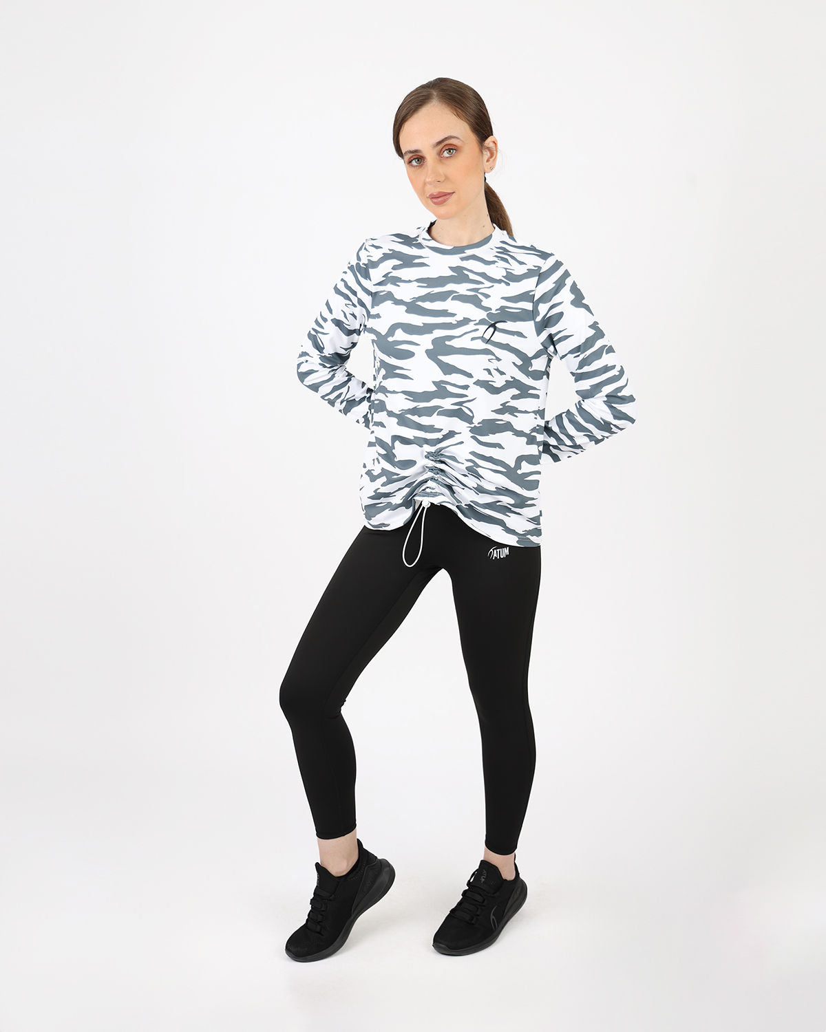 Cinchable Long-Sleeve Gray T-Shirt-Atum -35155474