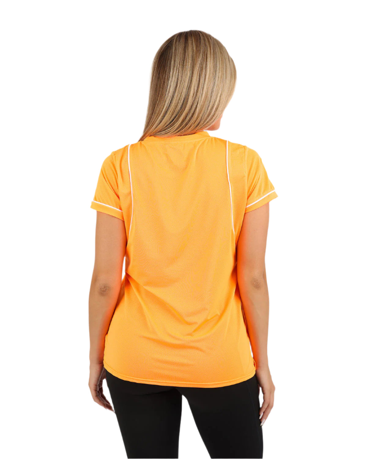 Short-Sleeve Breathable Orange Mesh Top-Atum -35815265