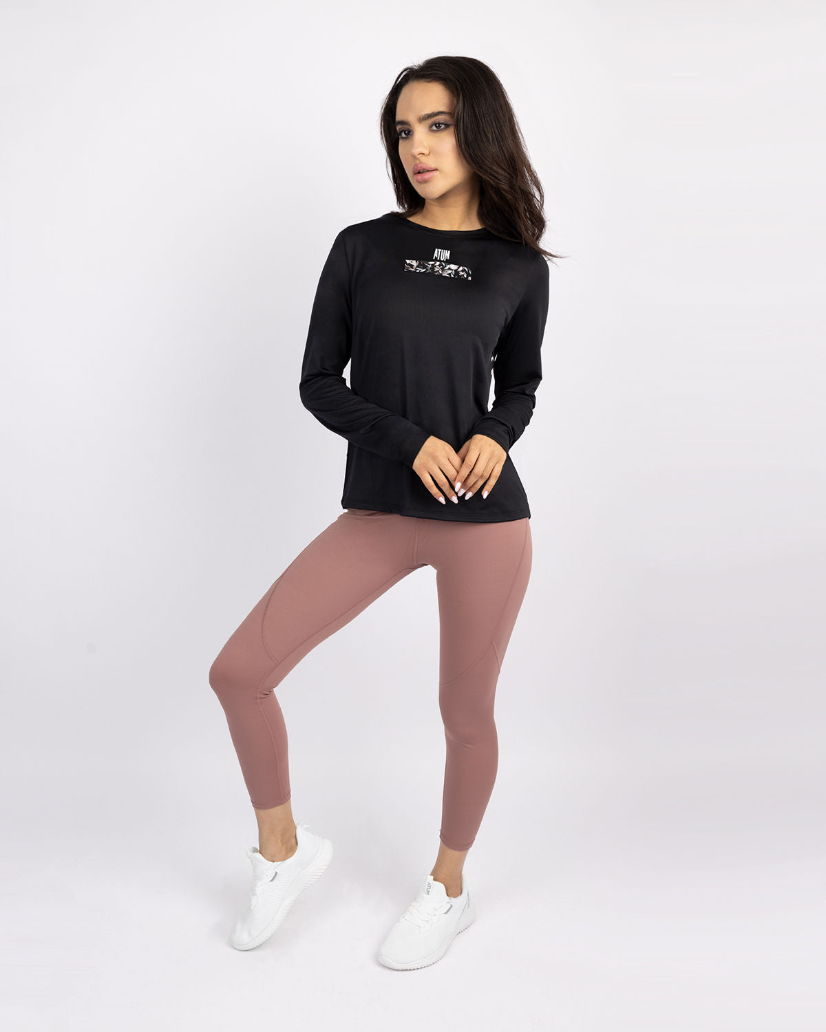 Crew Neck Women's Black T-Shirt-Atum -90603370
