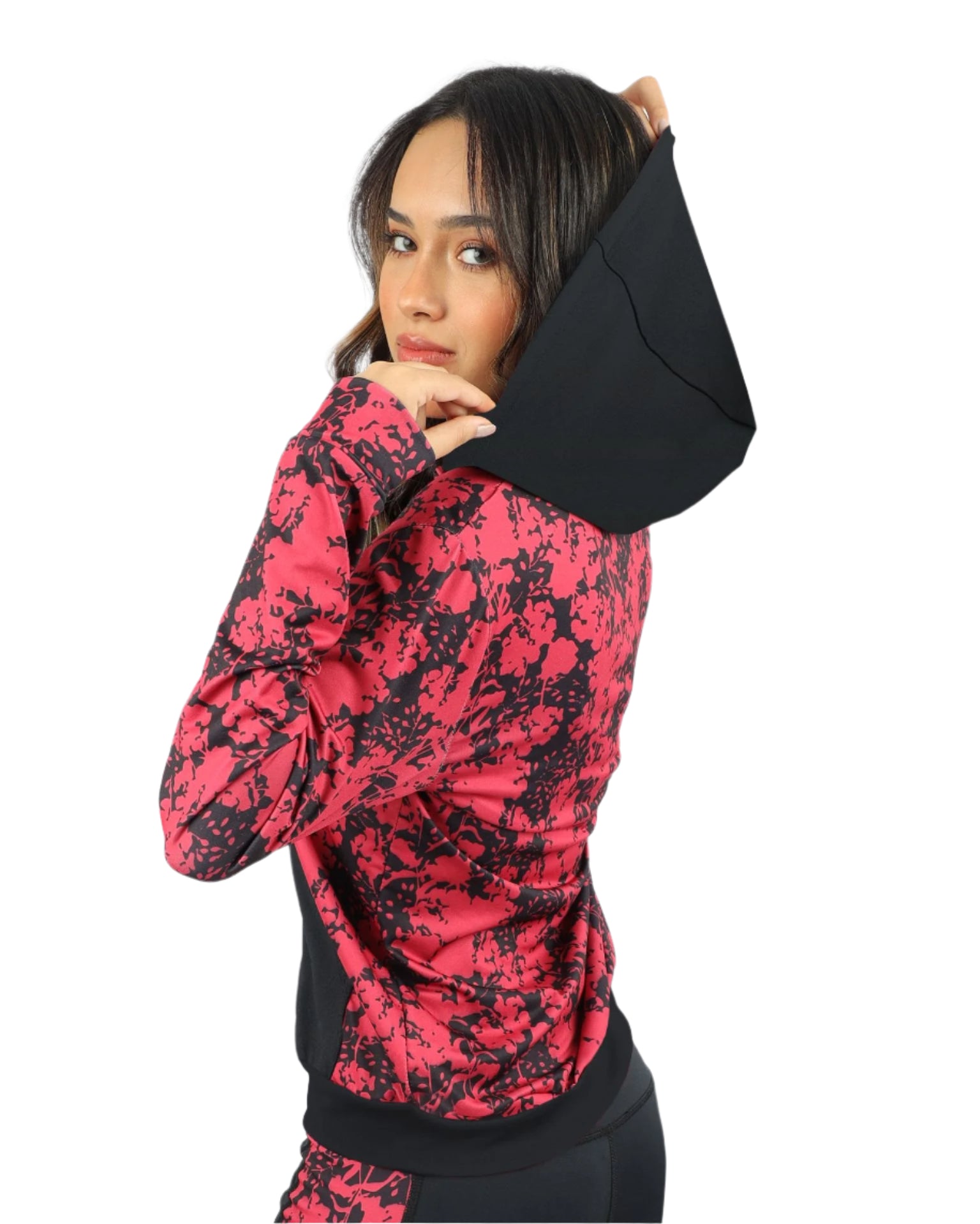 Long Sleeves Women's Black Hoodie-Atum -33842796