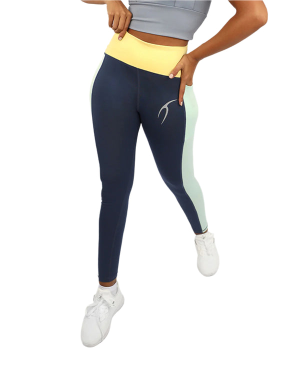 High Waist Women's Navy Leggings-Atum -63663312