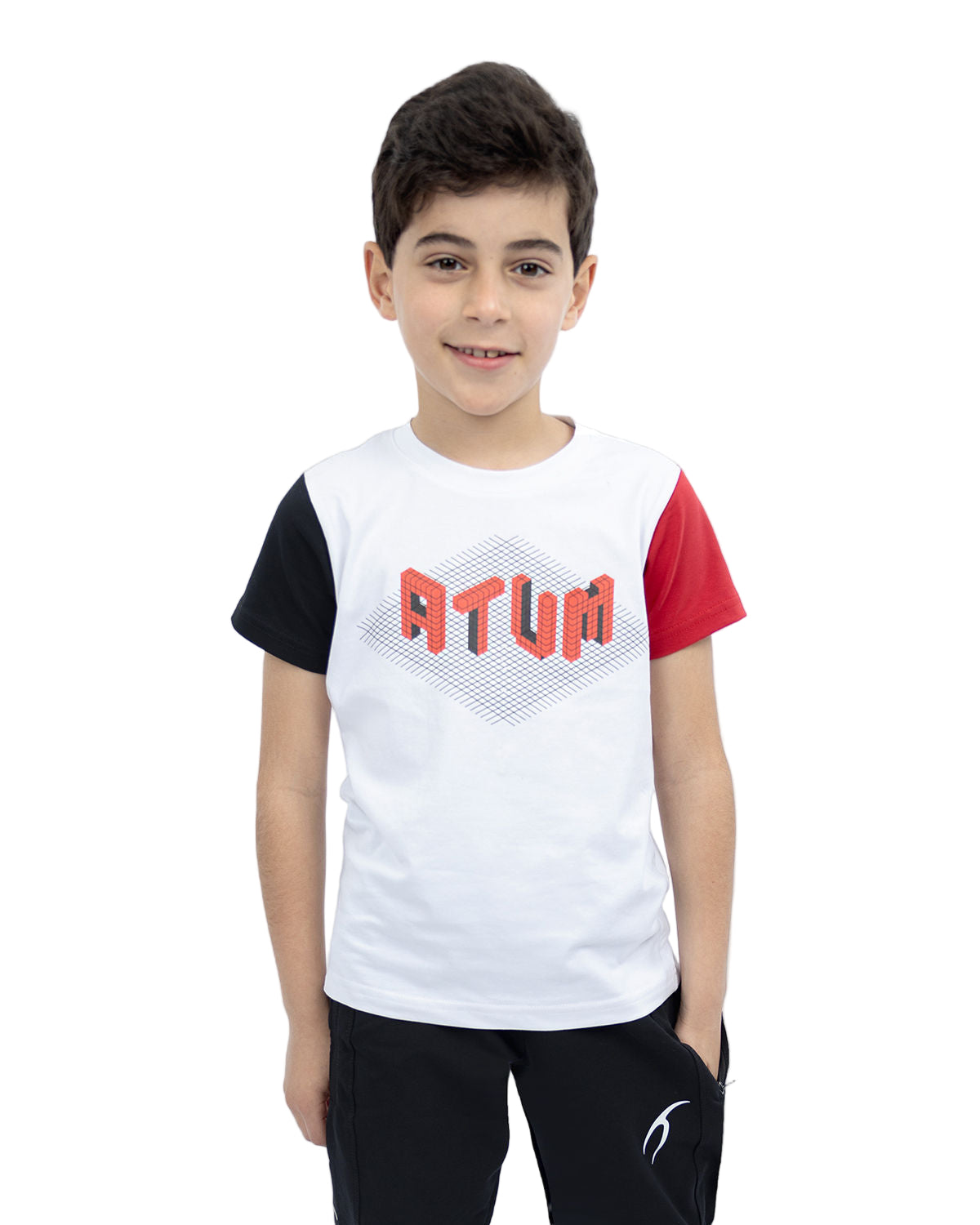 Graphic Logo Boy's White T-Shirt-Atum -75374265