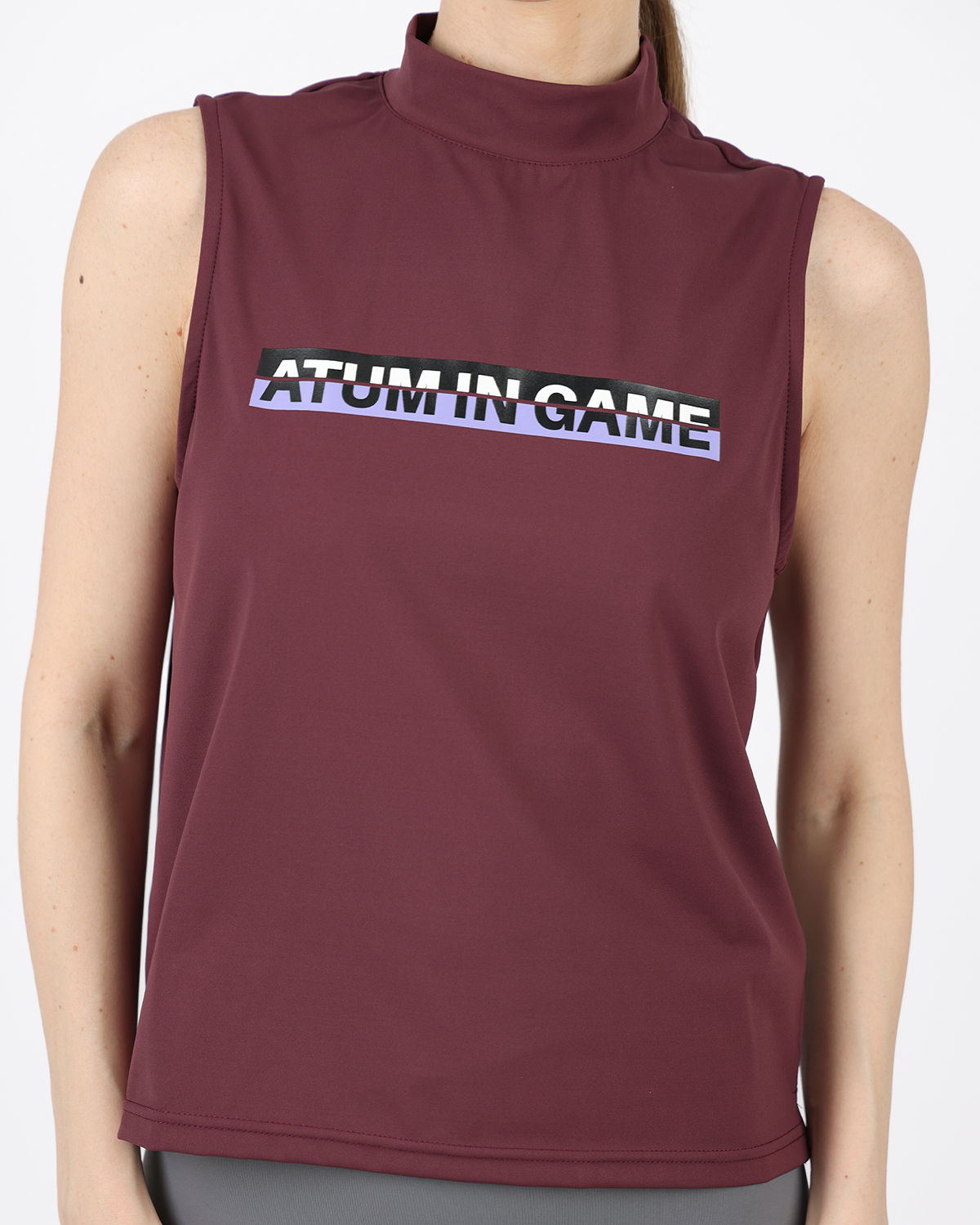 Sleeveless Training Burgundy Tank Top-Atum -54050752