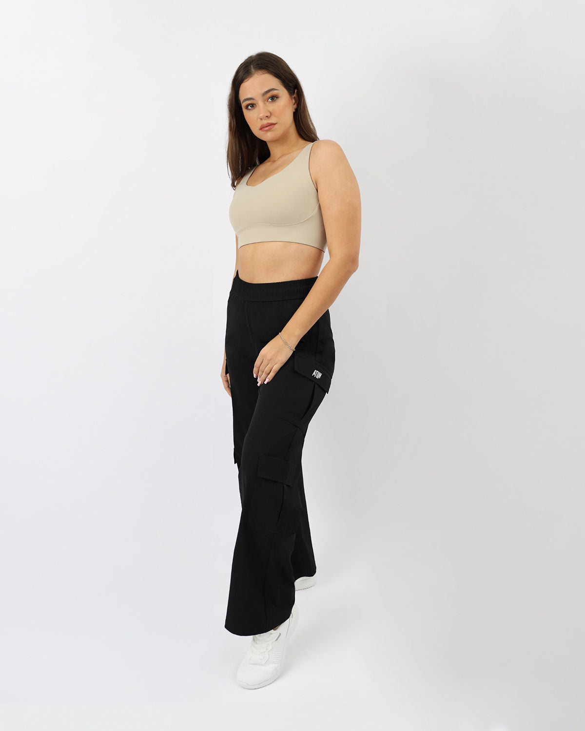 Women's Cargo Black Pants-Atum -82931007
