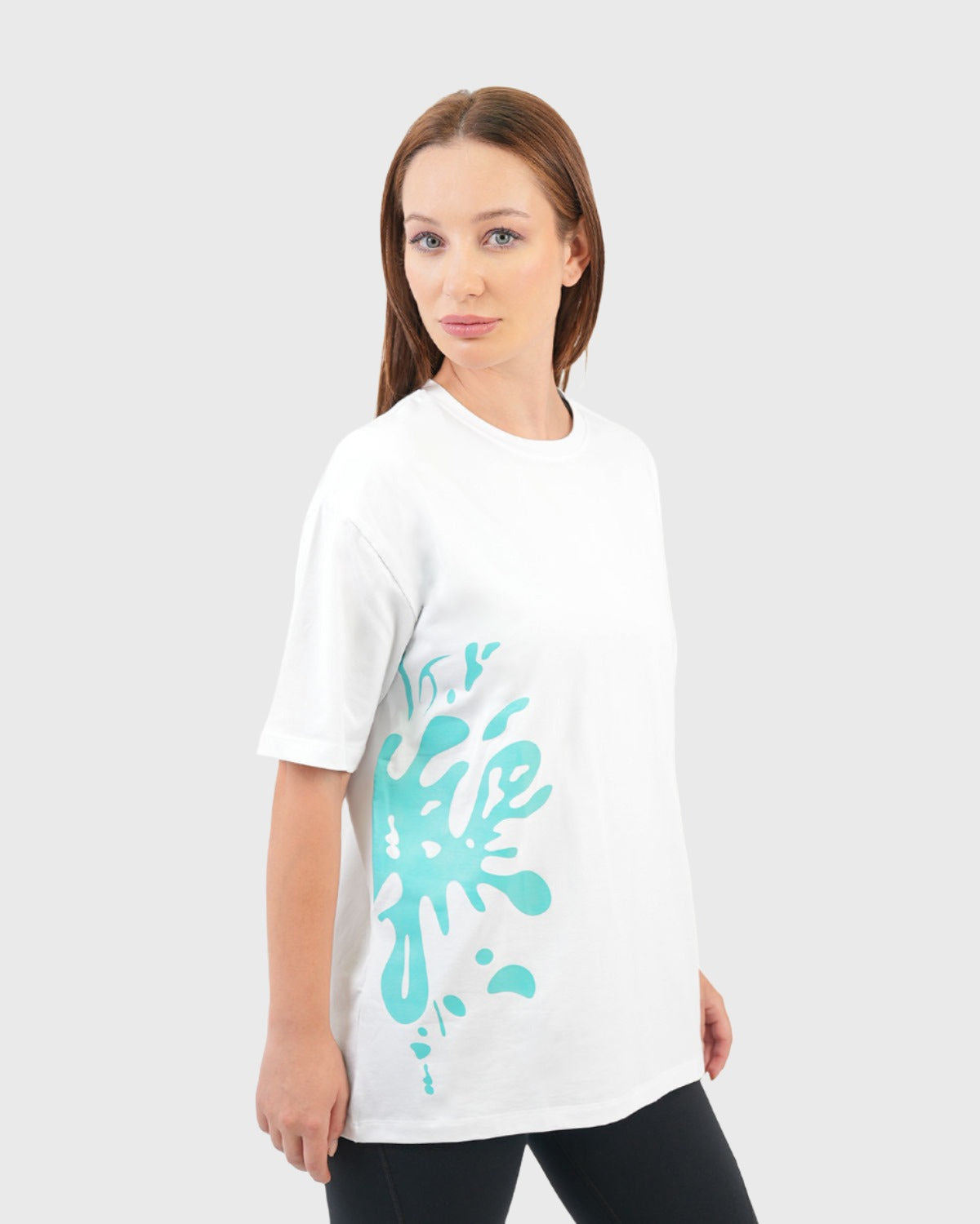 Oversized Splash White T-Shirt-Atum -13983088