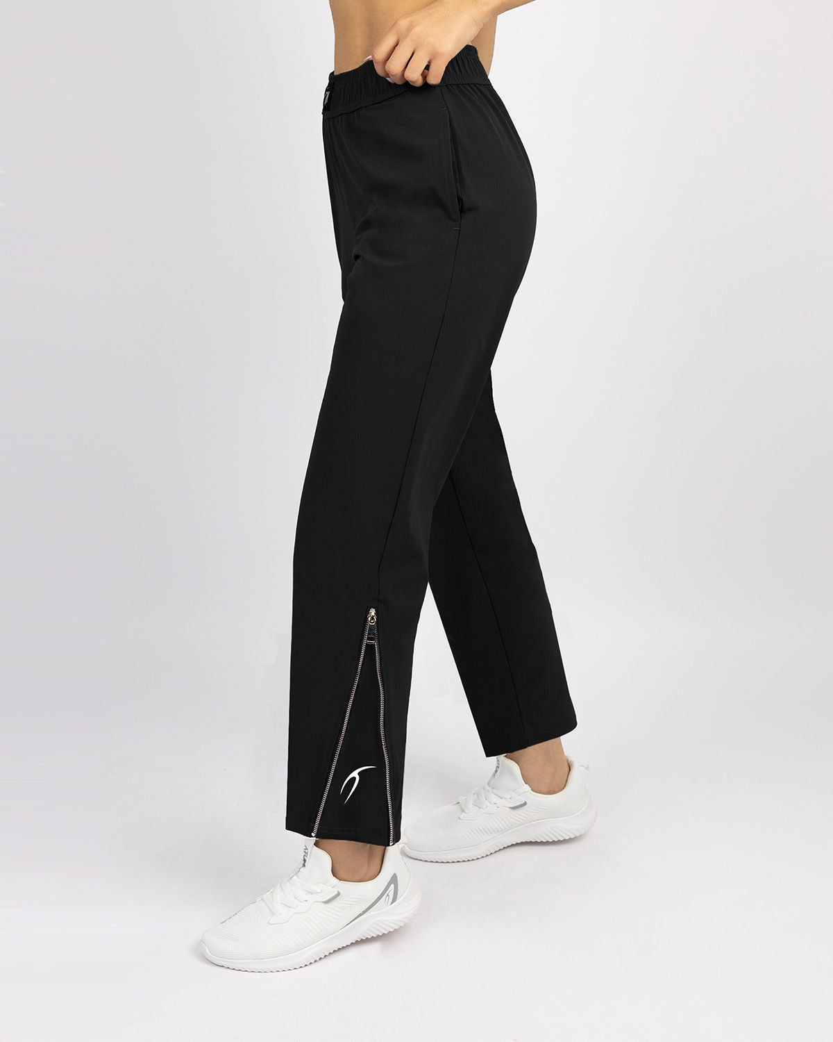 Slit Zipper Black Women's Pants-Atum -90024352