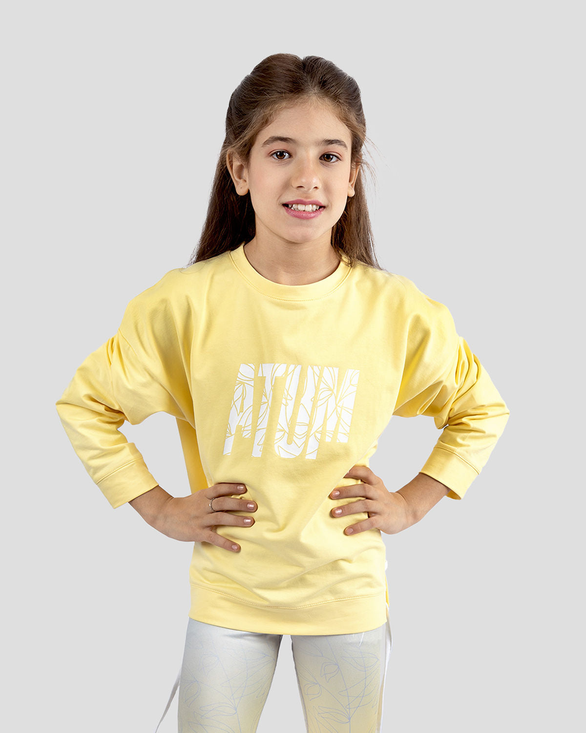 Girls Cropped Yellow Sweatshirt-Atum -33209065