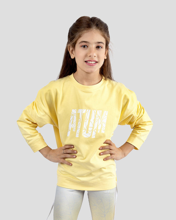 Girls Cropped Yellow Sweatshirt-Atum -15788075