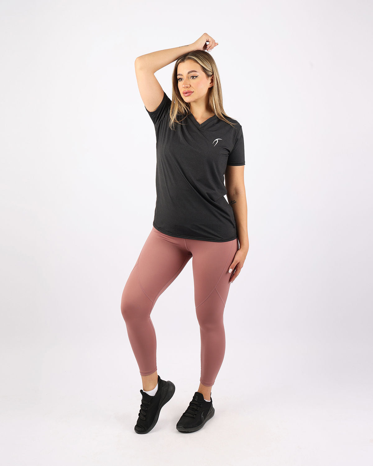 V Neck Training Black Top-Atum -65276120