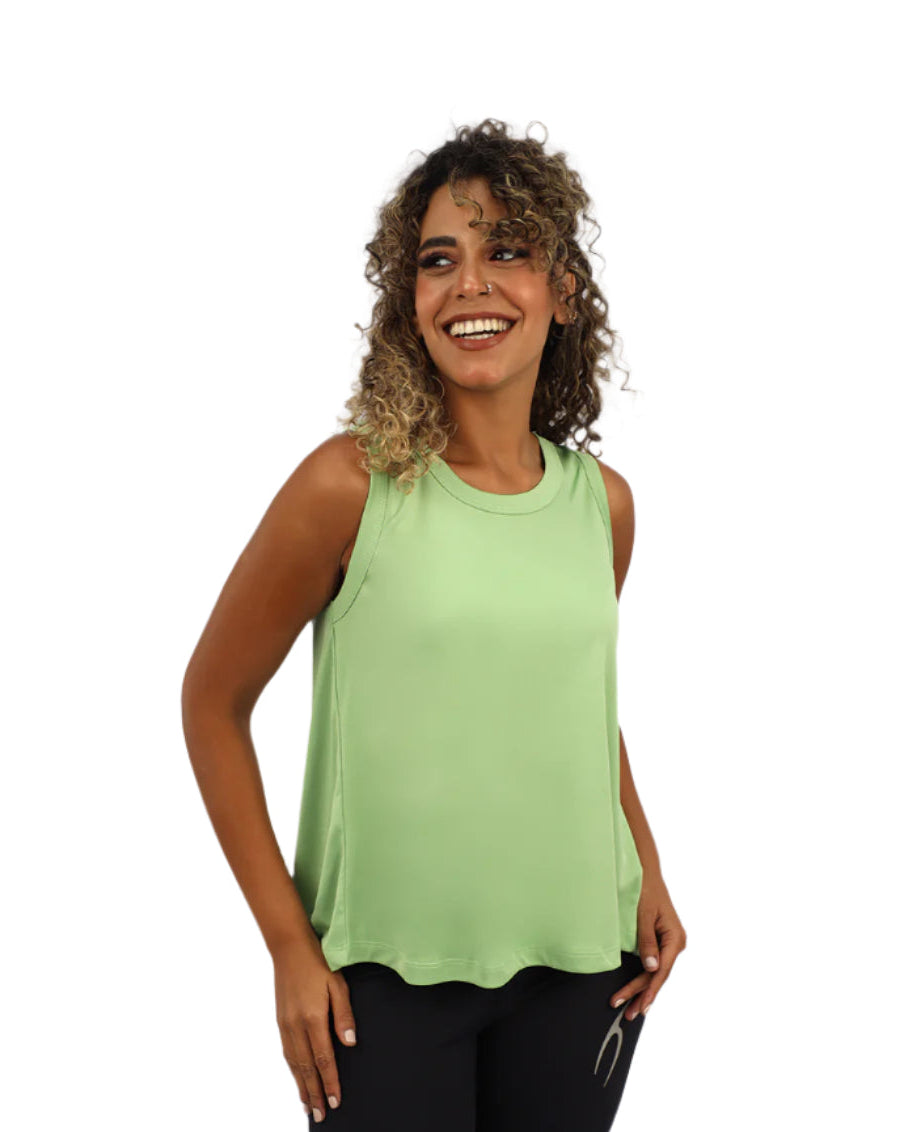Women's Cross Back Green Top-Atum -87279220