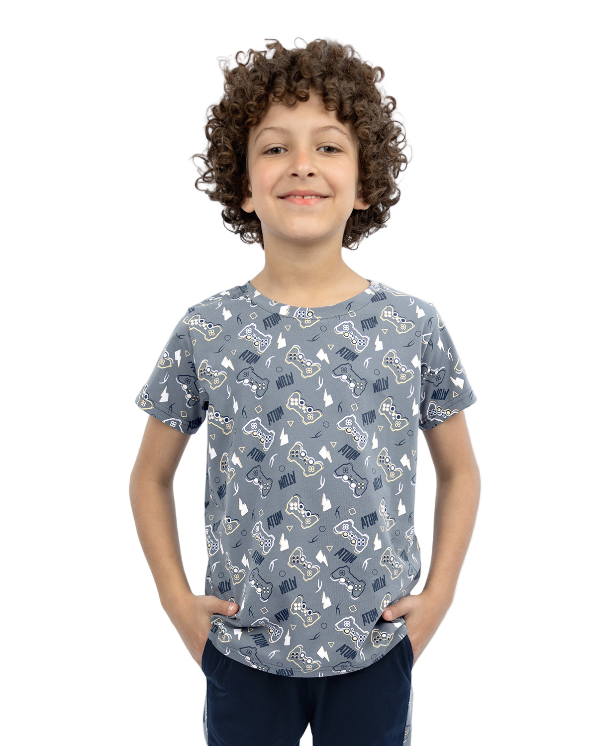 Printed Graphics Gray T-Shirt-Atum -84054643