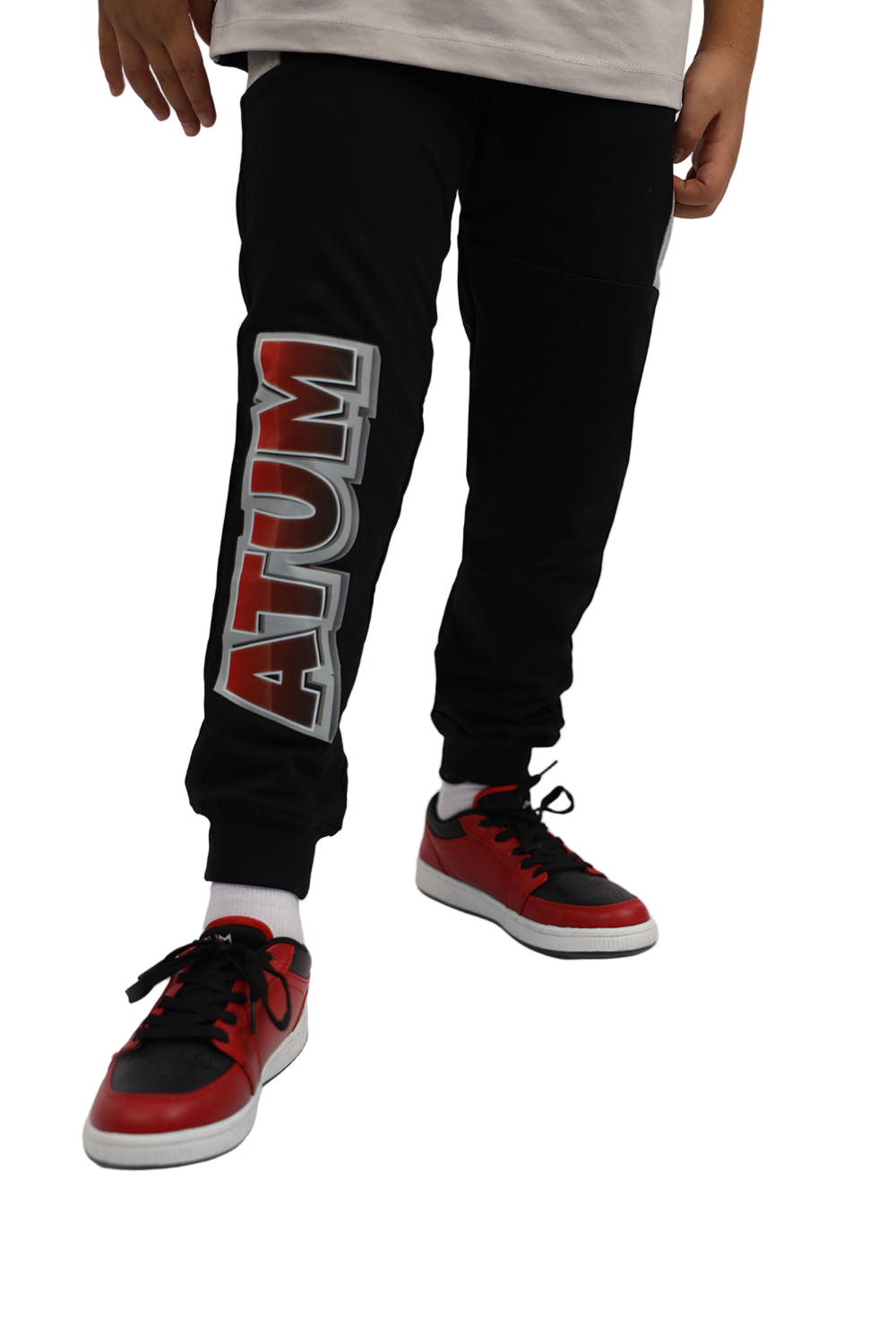 Boy's Basic Black Sweatpants-Atum -51319488