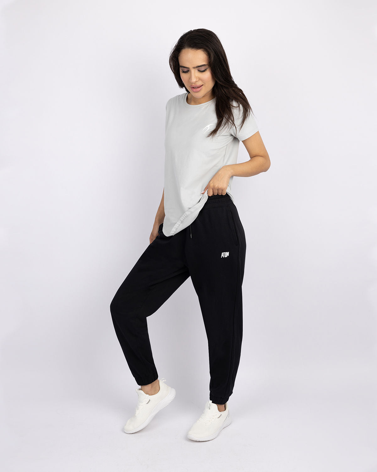 Women's Sport Black Sweatpants-Atum -14311516