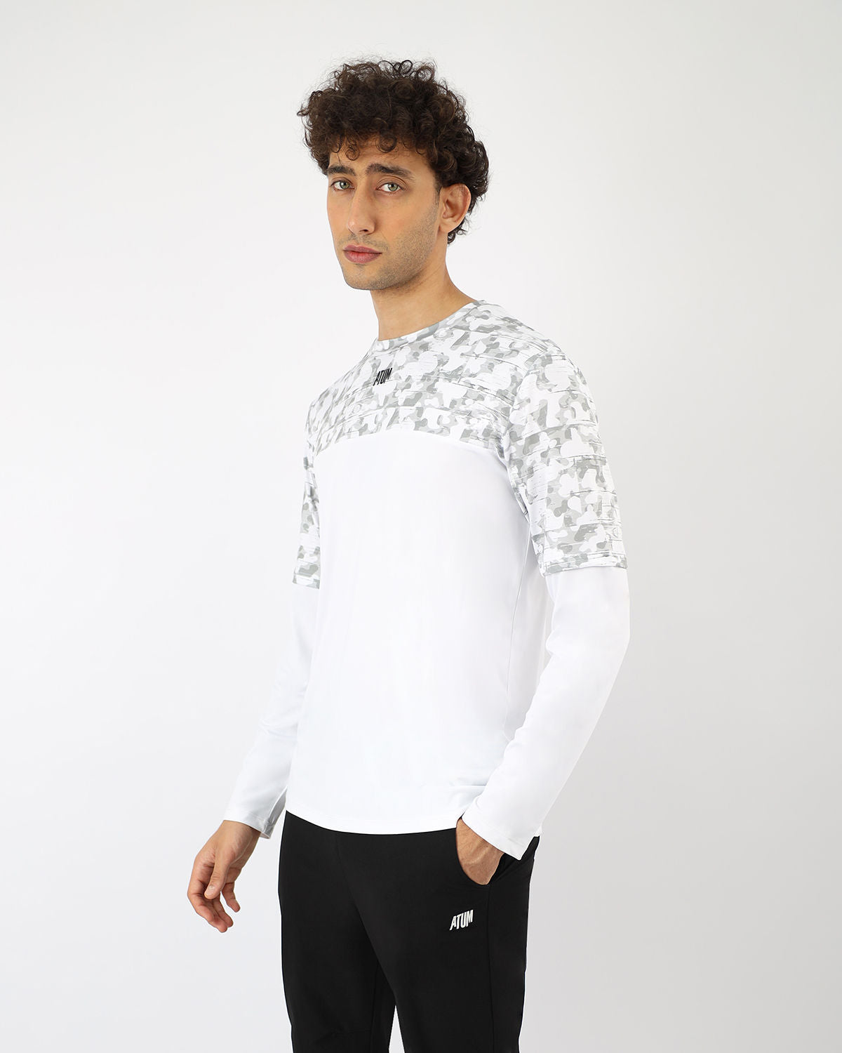 Men's Fitness White Top-Atum -93163720