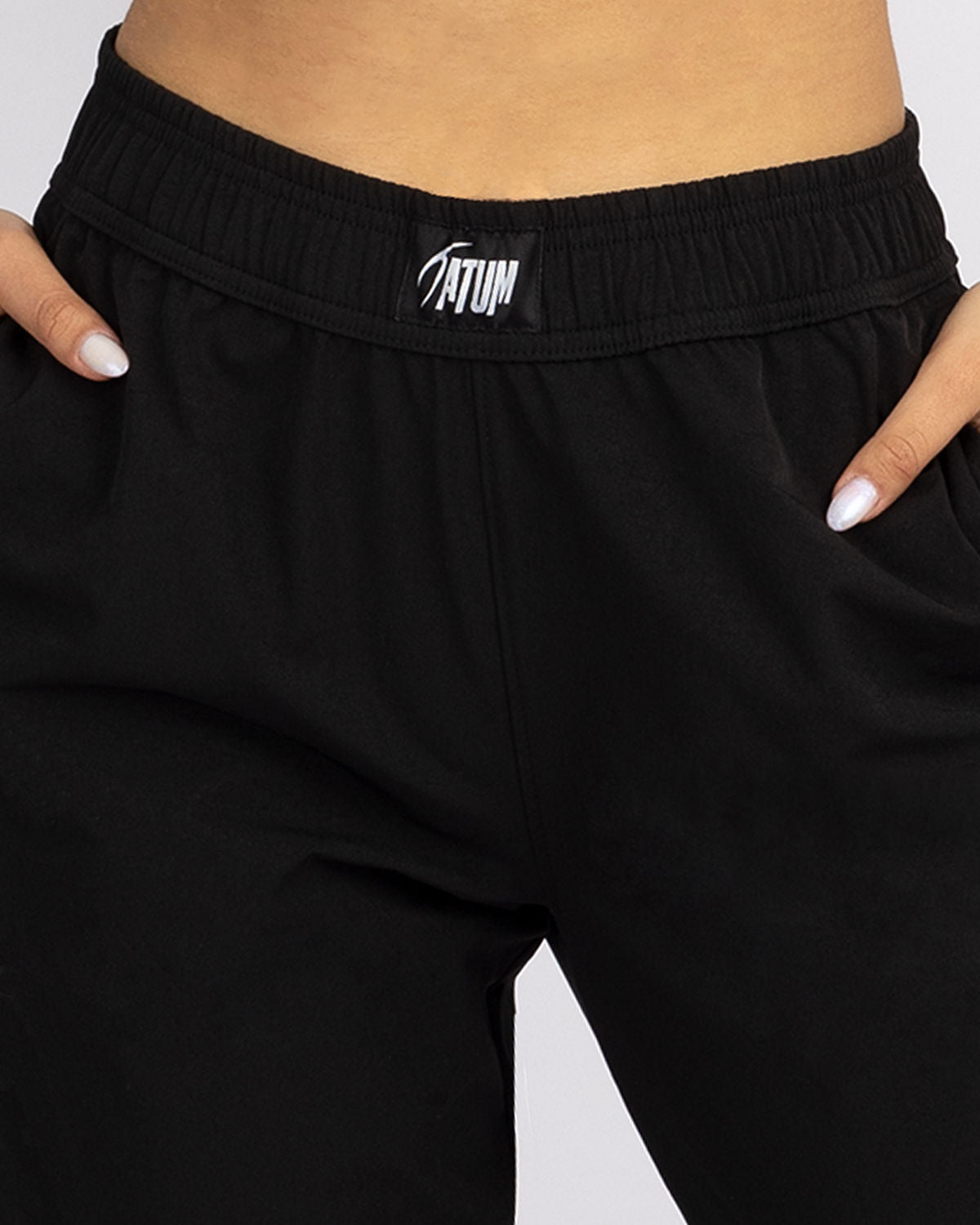 Slit Zipper Black Women's Pants-Atum -13344746