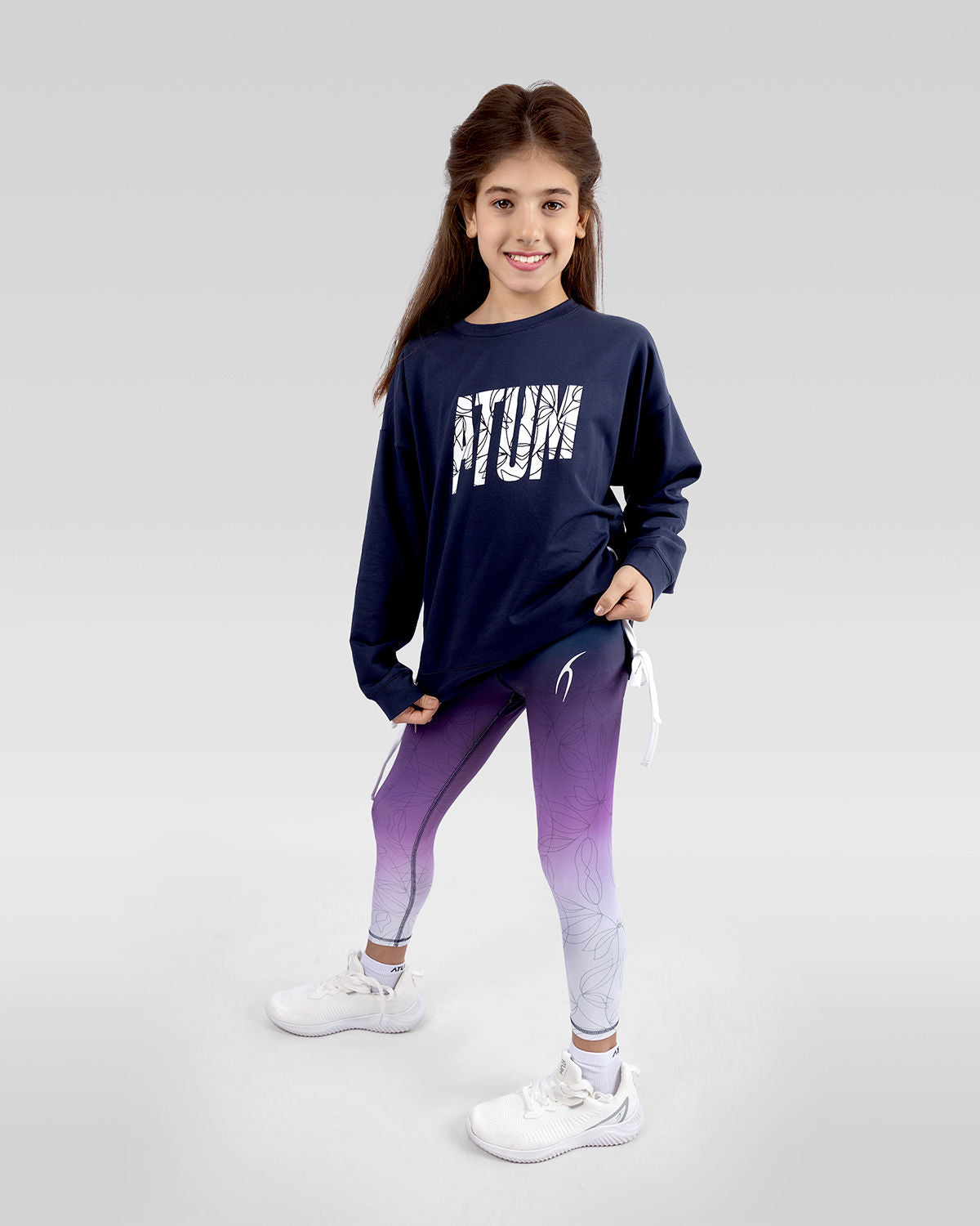 Girls Cropped Navy Sweatshirt-Atum -40904428