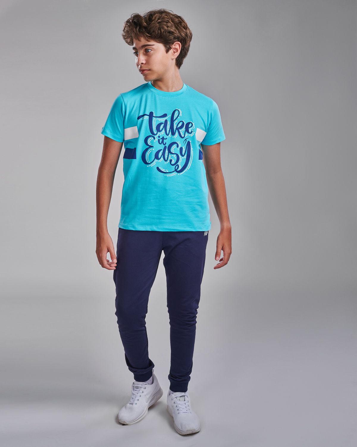 Boy's Basic Printed Aqua T-shirt-Atum -27134013