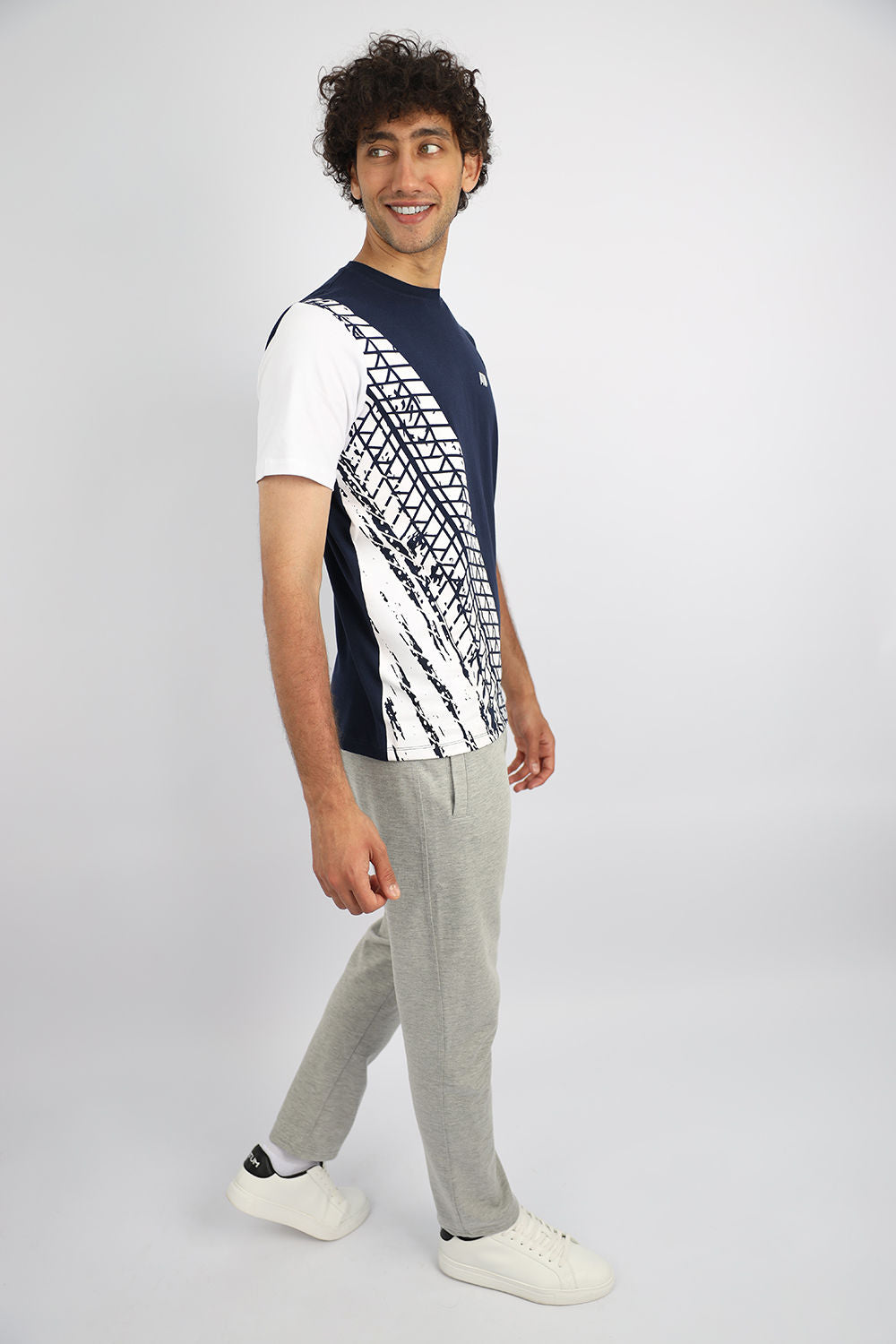 Futuristic Crew-Neck Navy T-Shirt