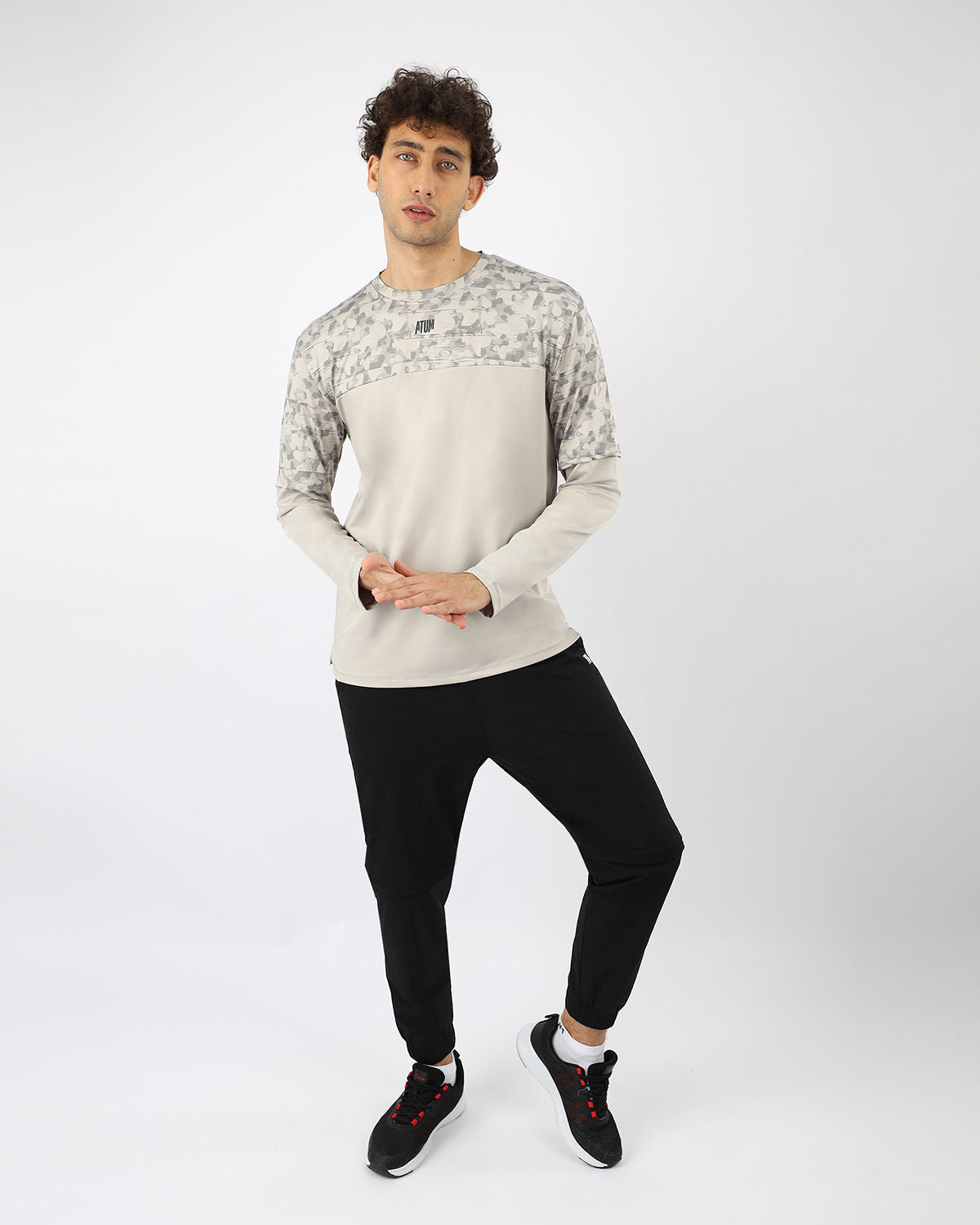Men's Fitness Light Gray Top-Atum -37314866