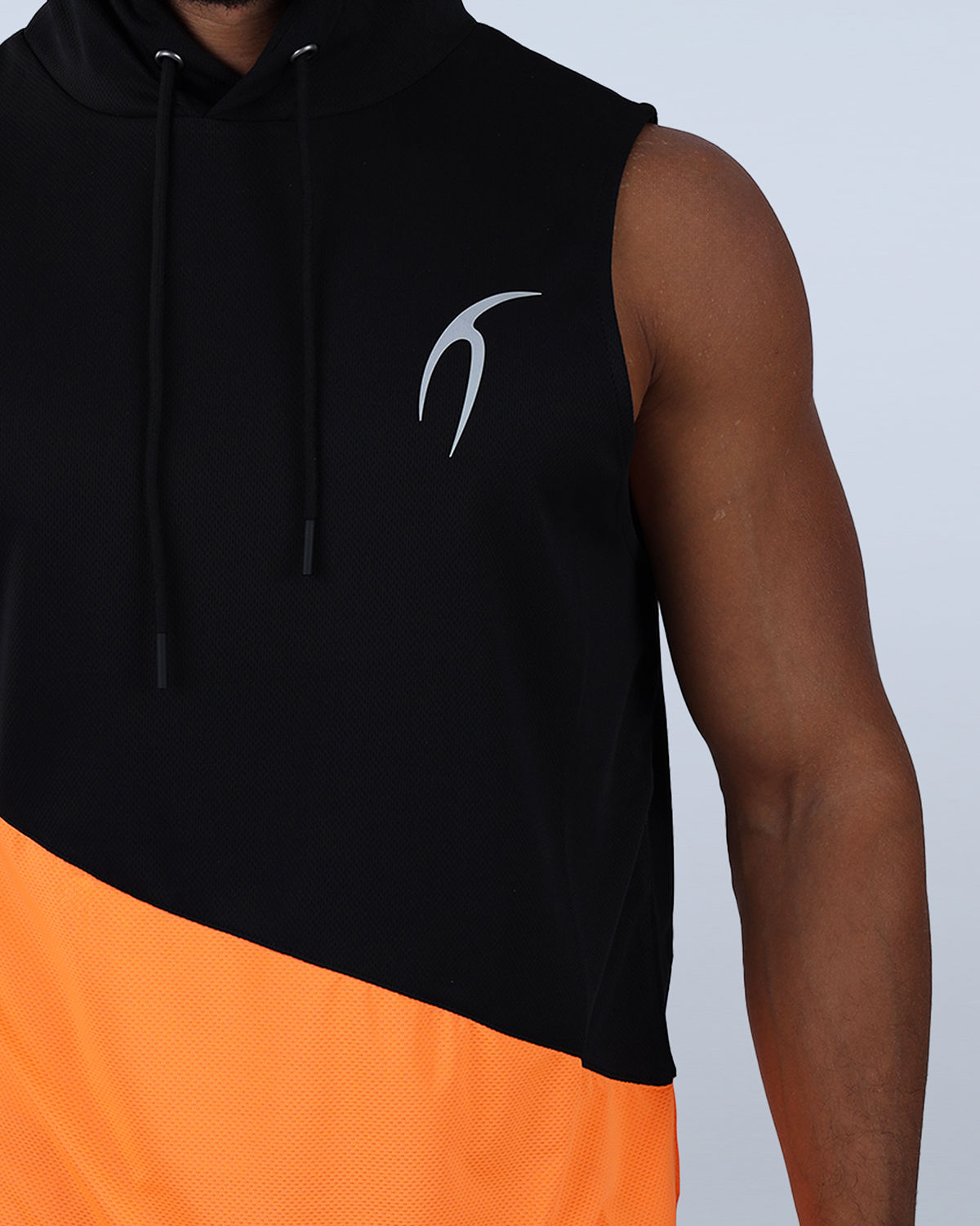Sleeveless Breathable Orange Hoodie-Atum -43538970