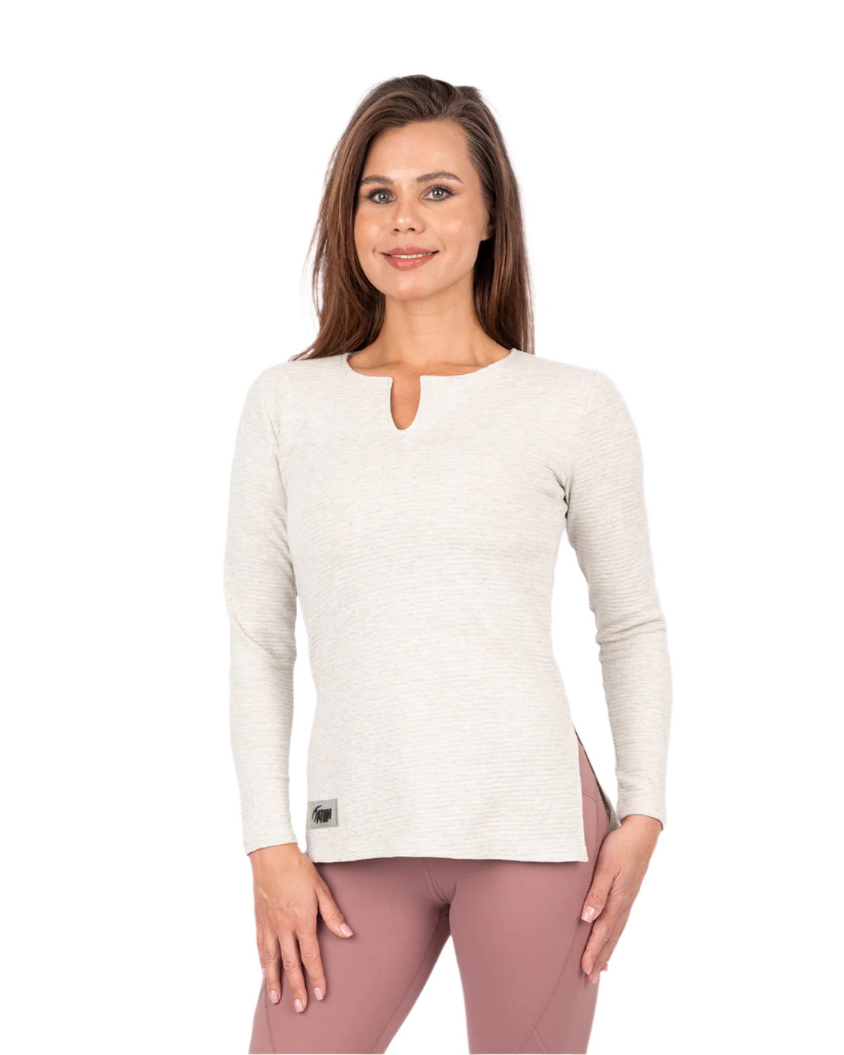 Cotton Rib Long Sleeve Gray T-Shirt-Atum -57830646