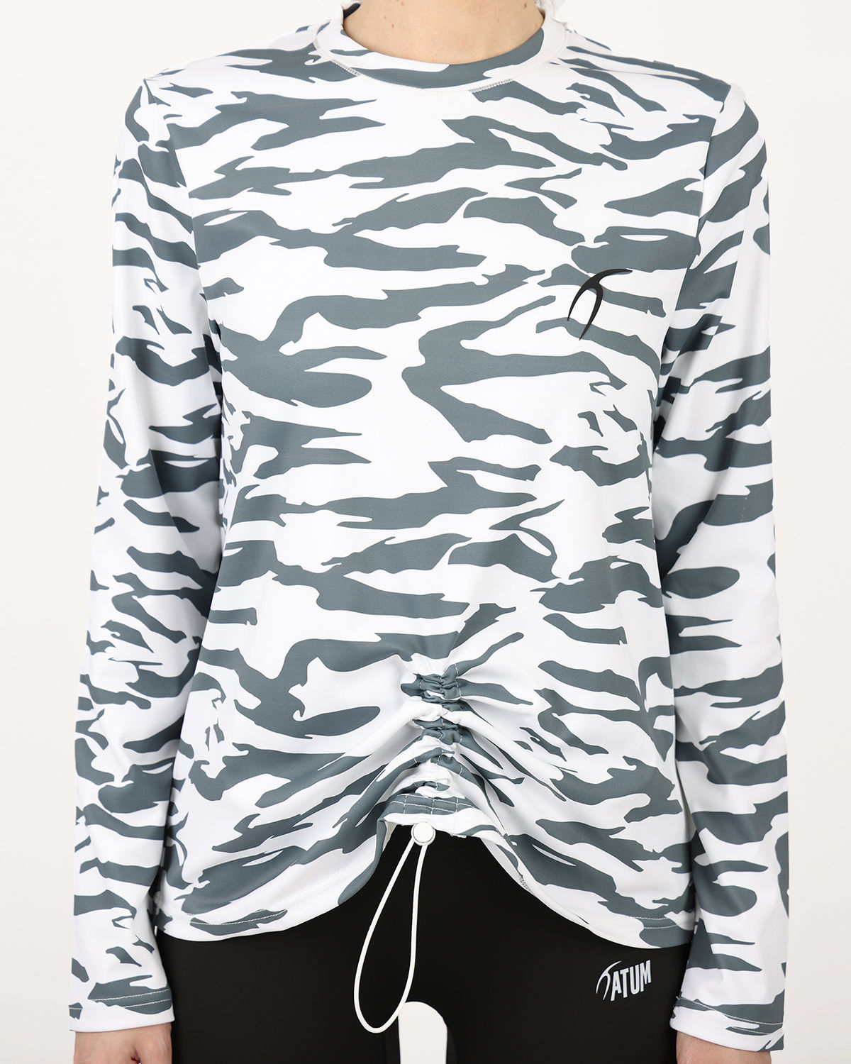 Cinchable Long-Sleeve Gray T-Shirt-Atum -82157630