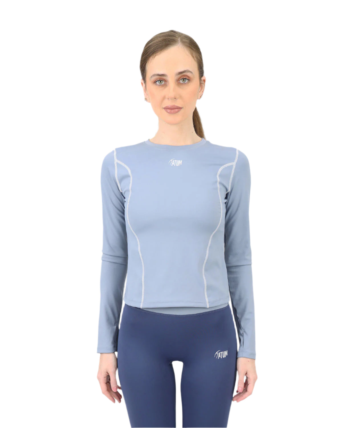 Streamline Long Slevess Women's Blue Top-Atum -64531508