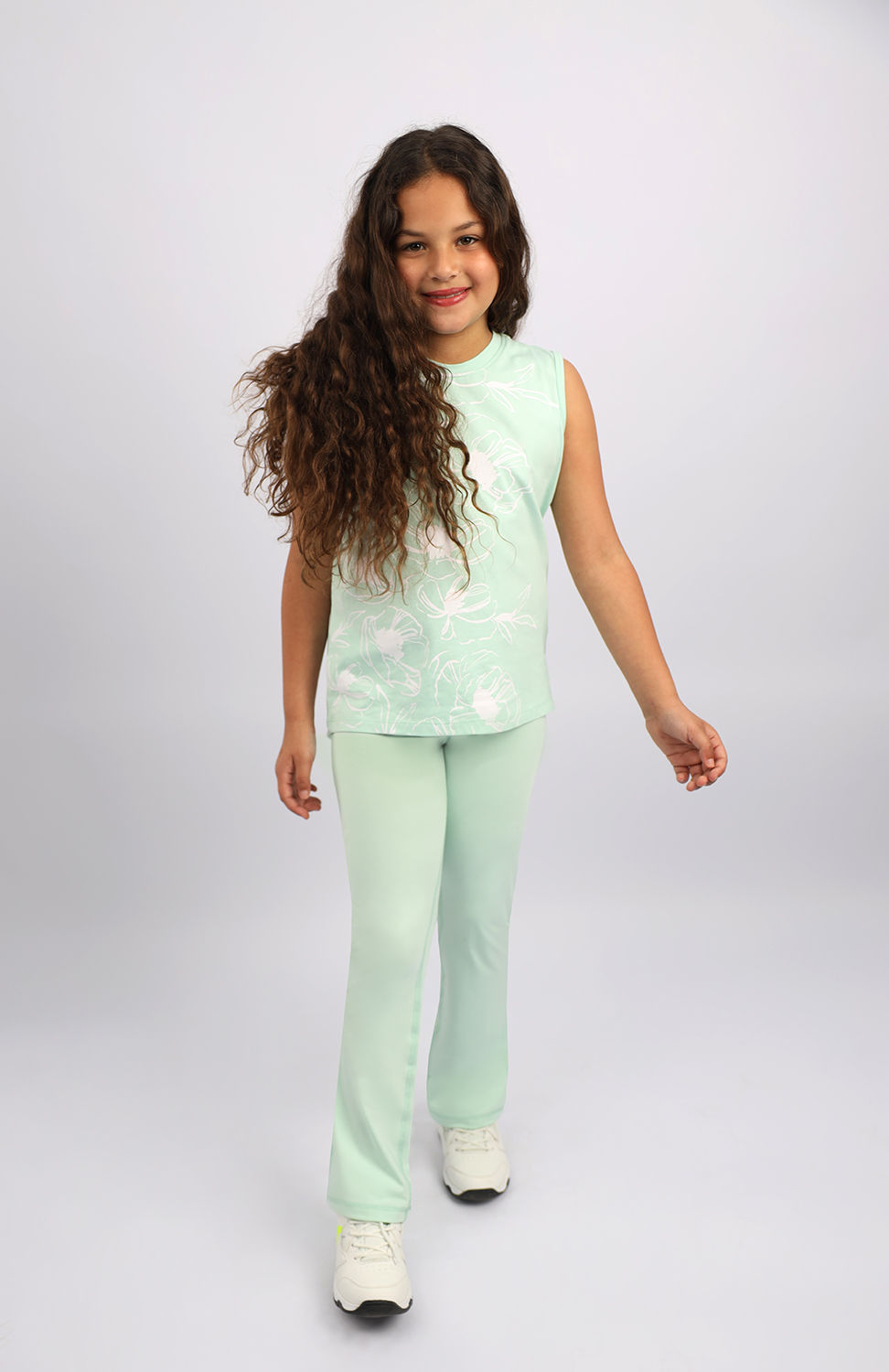 Girl's Flowery Mint Tank Top-Atum -67191225