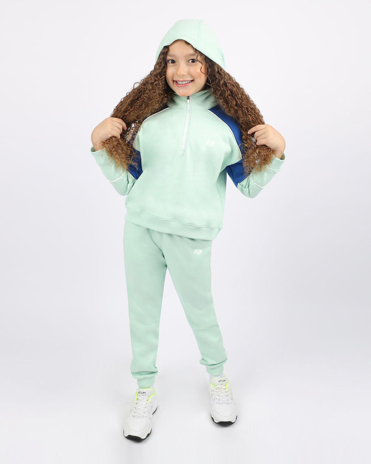 Girl's Quarter Mint Zip Hoodie-Atum -96640438
