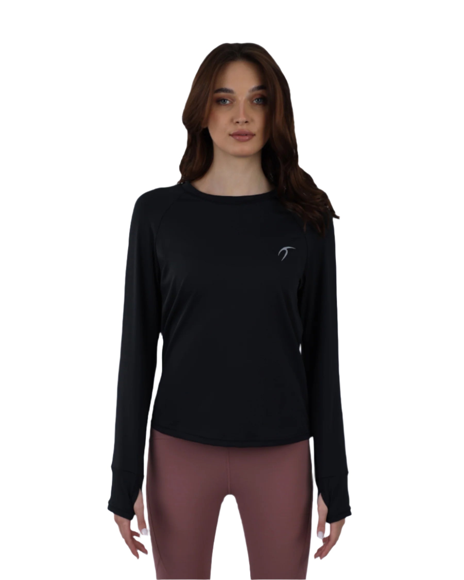 Slim Long Sleeve Black Printed Top-Atum -1831268
