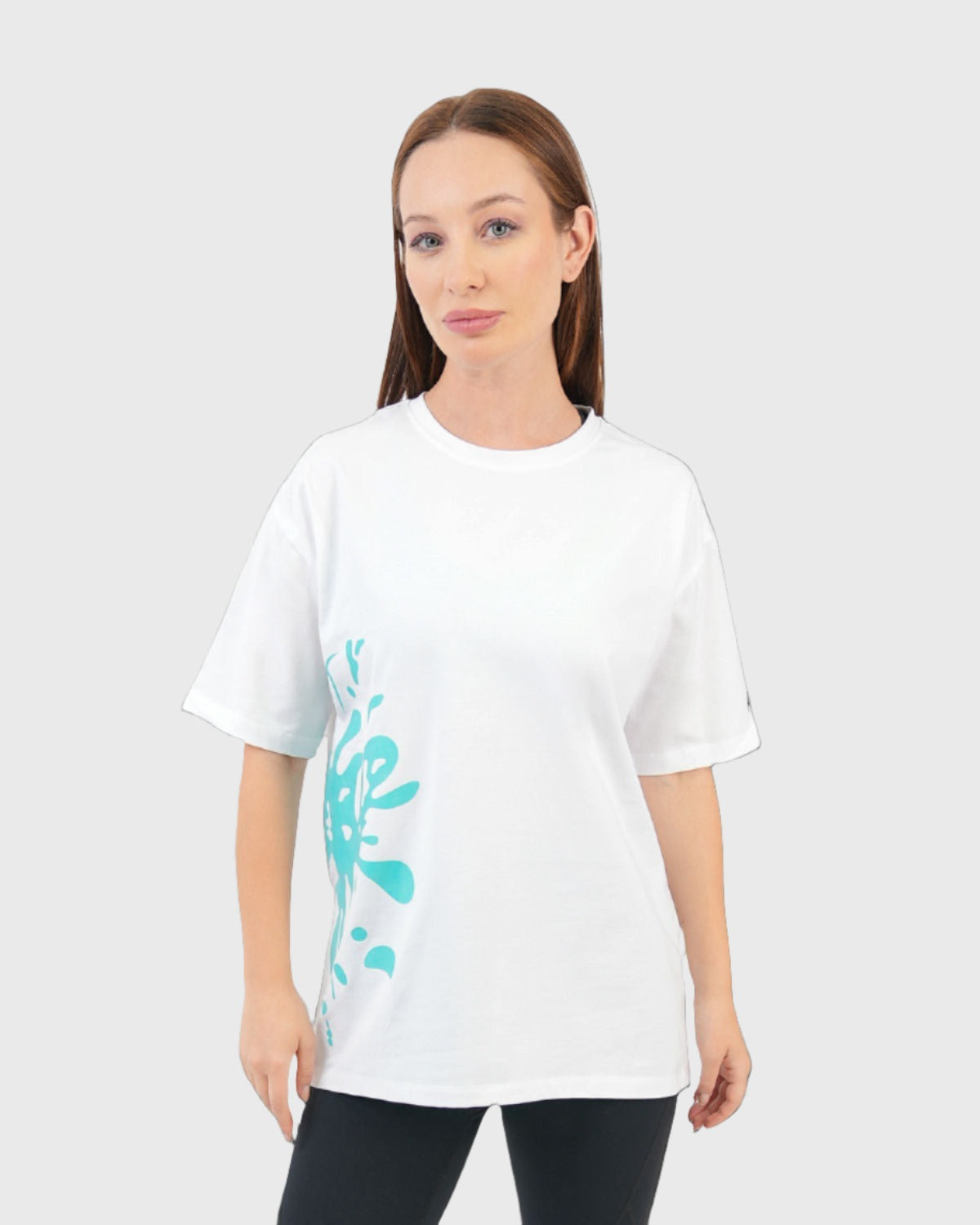 Oversized Splash White T-Shirt-Atum -25991199