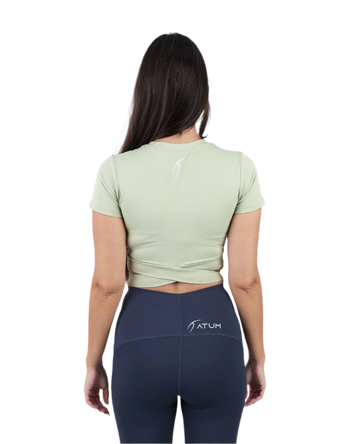Twisted Short Sleeves Green Crop Top-Atum -88267675