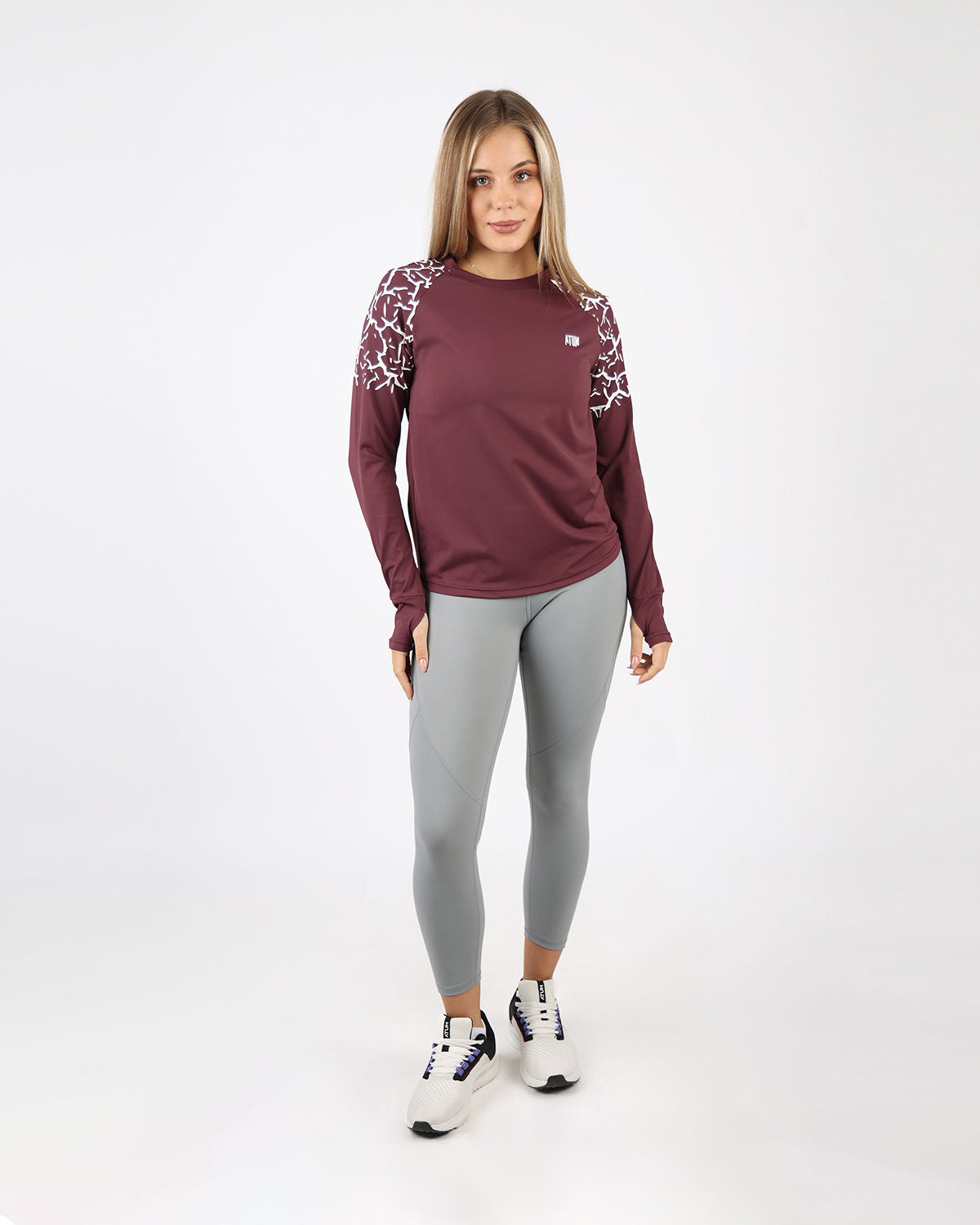 Graphic Long-Sleeve Burgundy T-Shirt-Atum -23937528