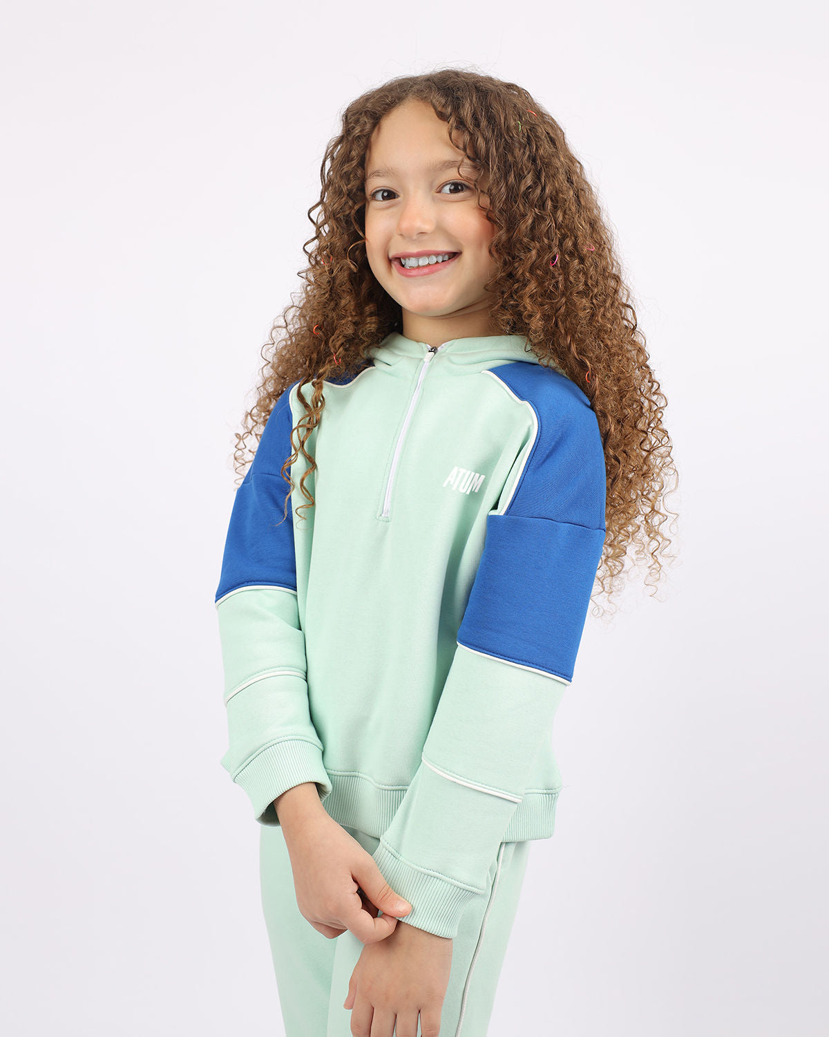 Girl's Quarter Mint Zip Hoodie-Atum -31575258