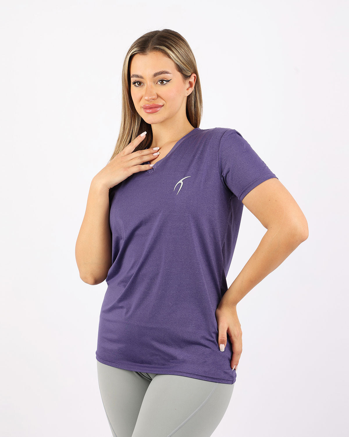 V Neck Training Purple Top-Atum -72851727