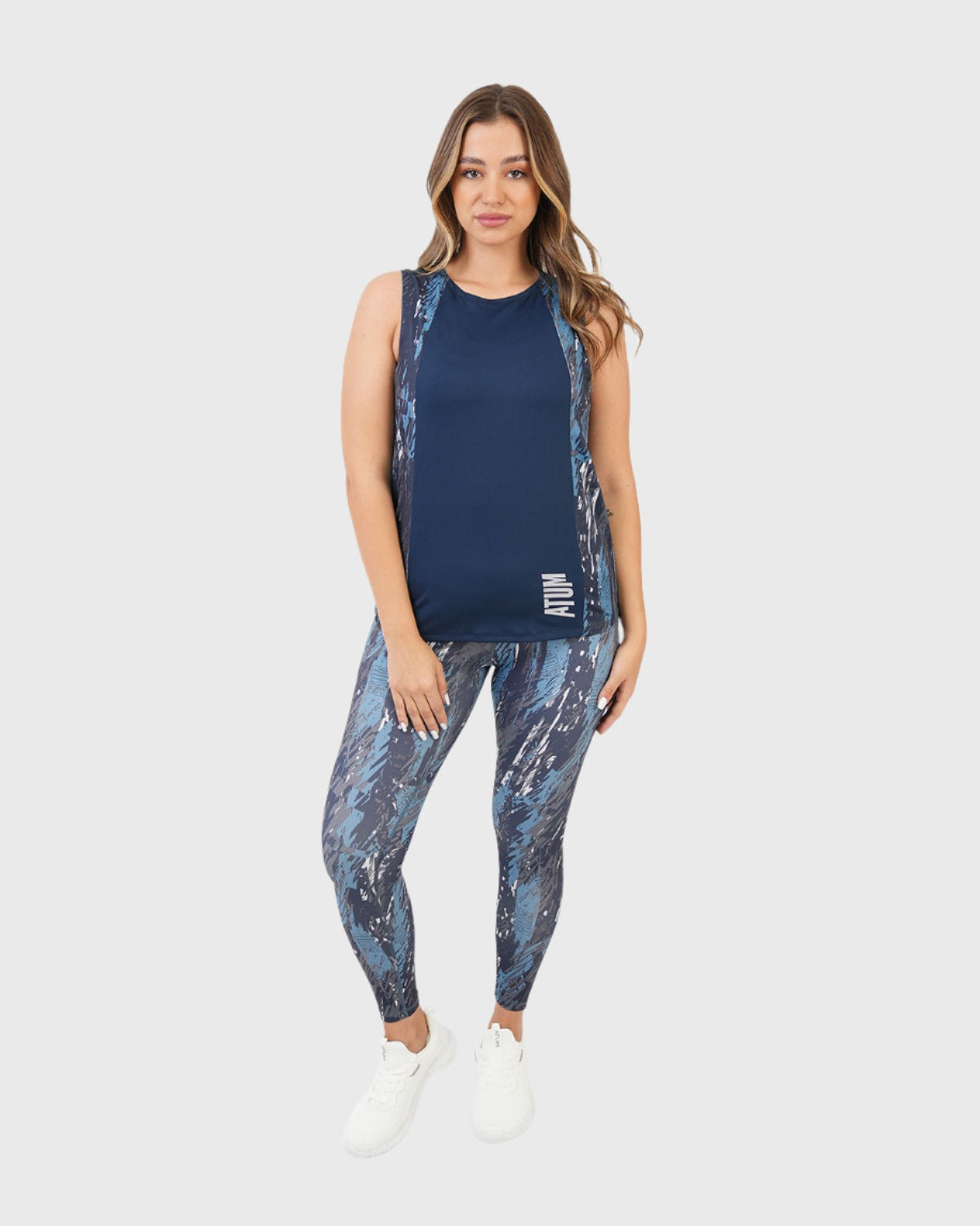 Marble Printed Navy Tank Top-Atum -70855777
