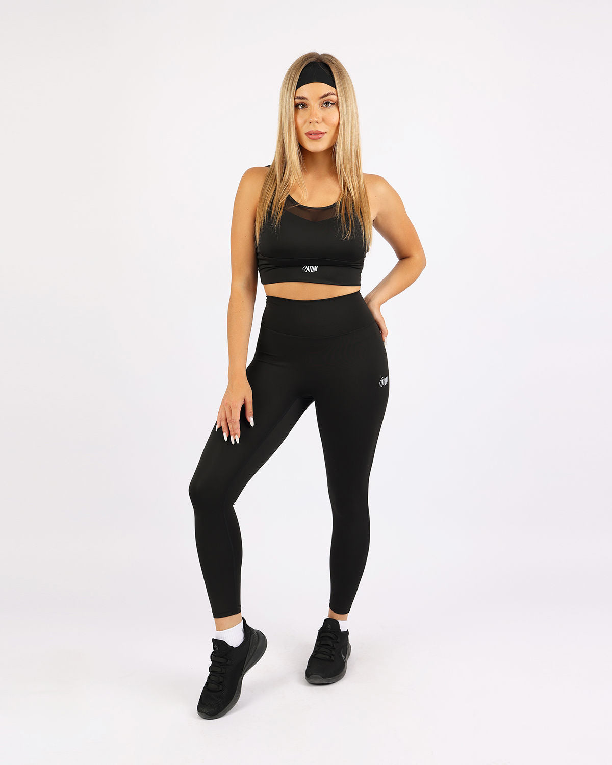 Curve Accent High-Rise Black Leggings-Atum -48631606