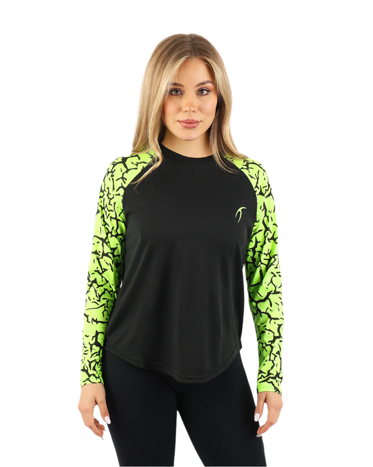Crew Neck Long Sleeve Green Top-Atum -35207665