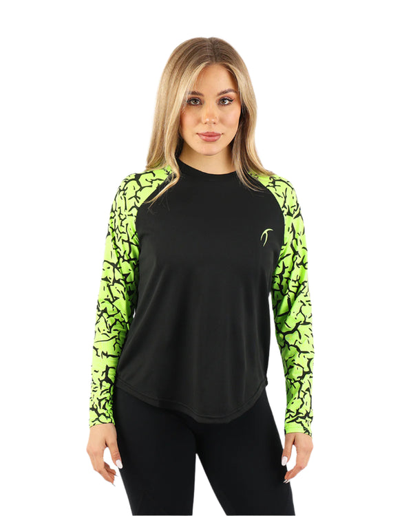 Crew Neck Long Sleeve Green Top-Atum -35207665
